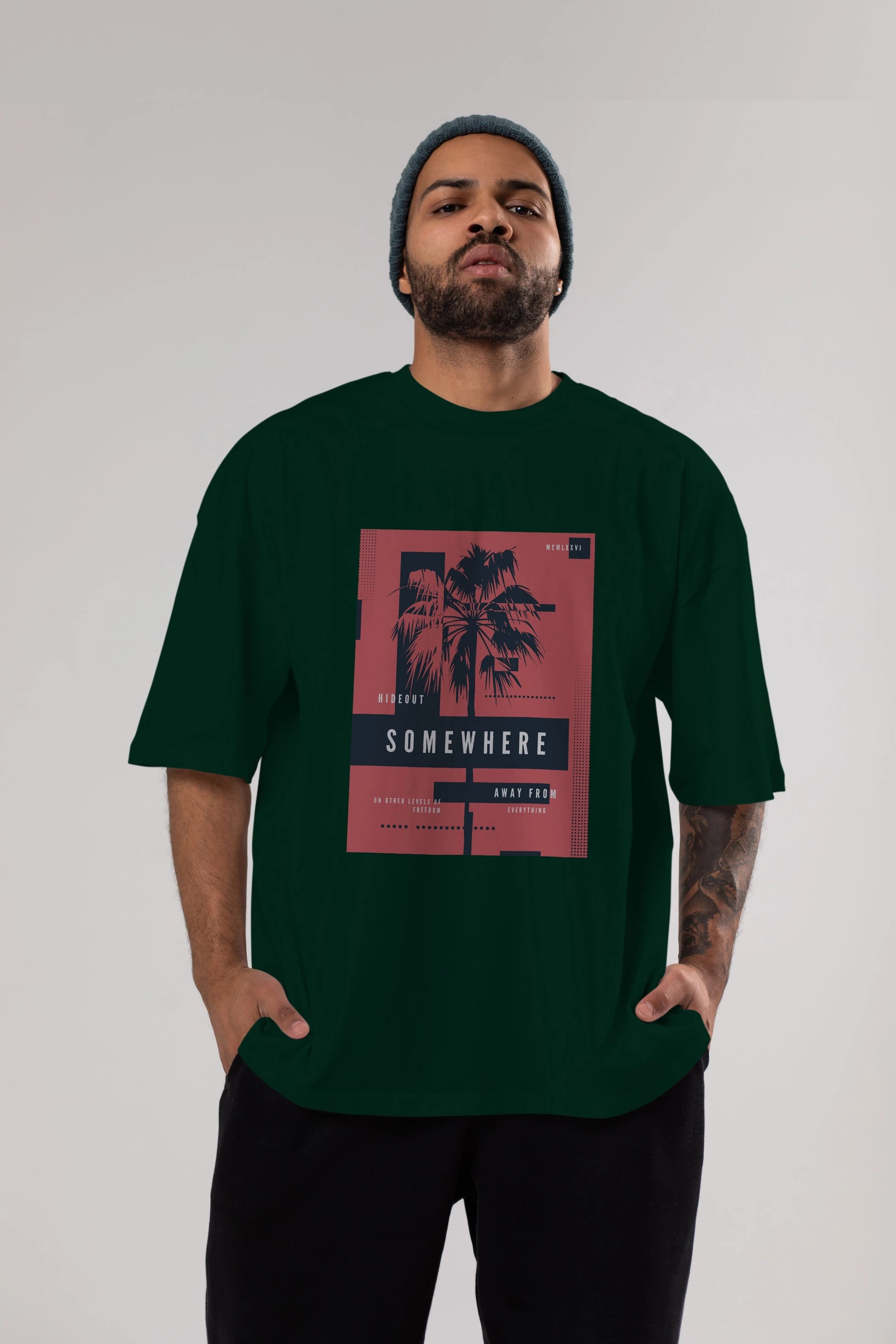 Hideout Somewhere Ön Baskılı Oversize t-shirt Erkek Kadın Unisex