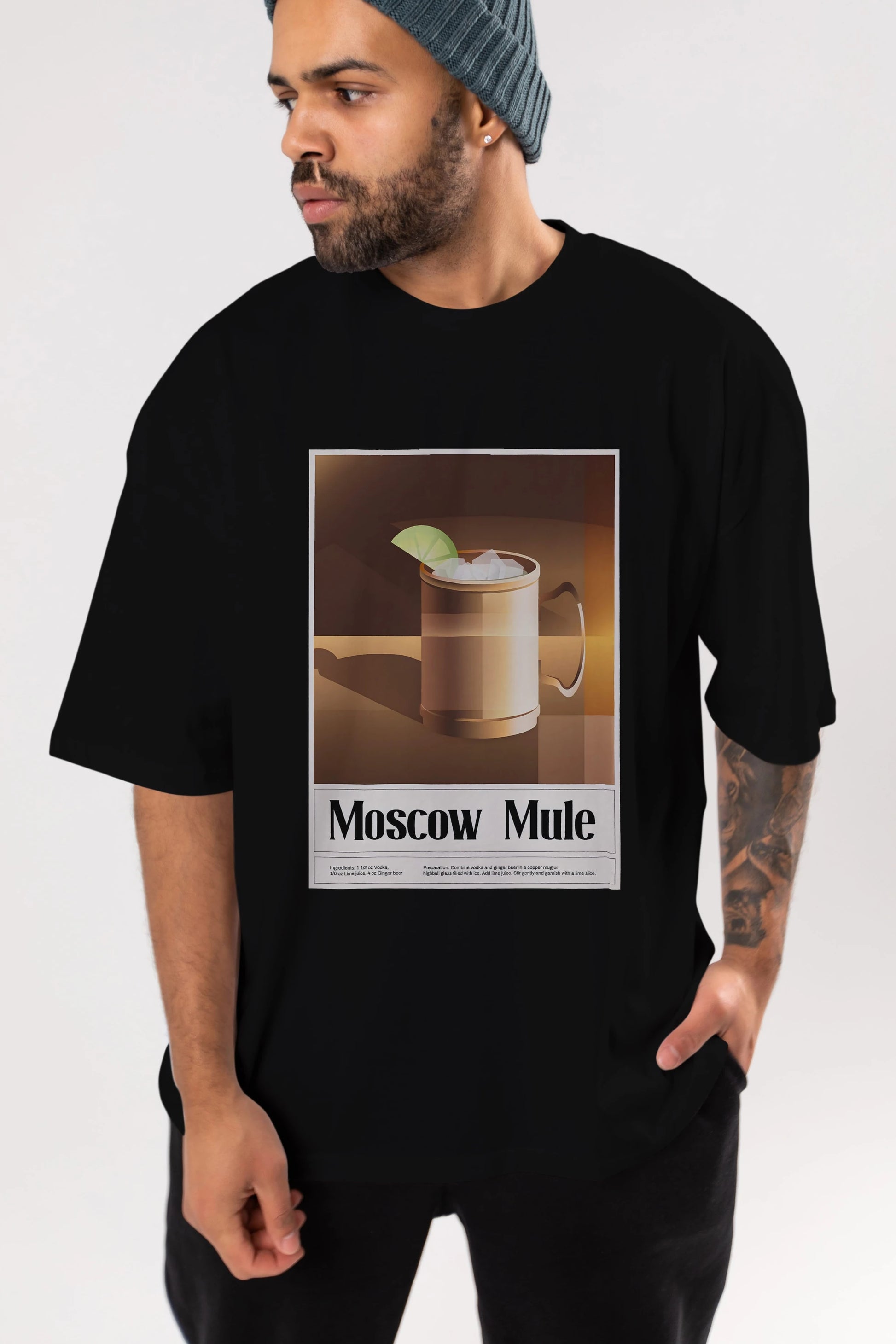 Moscow Mule 3 Ön Baskılı Oversize t-shirt Erkek Kadın Unisex %100 Pamuk Bisiklet Yaka tişort