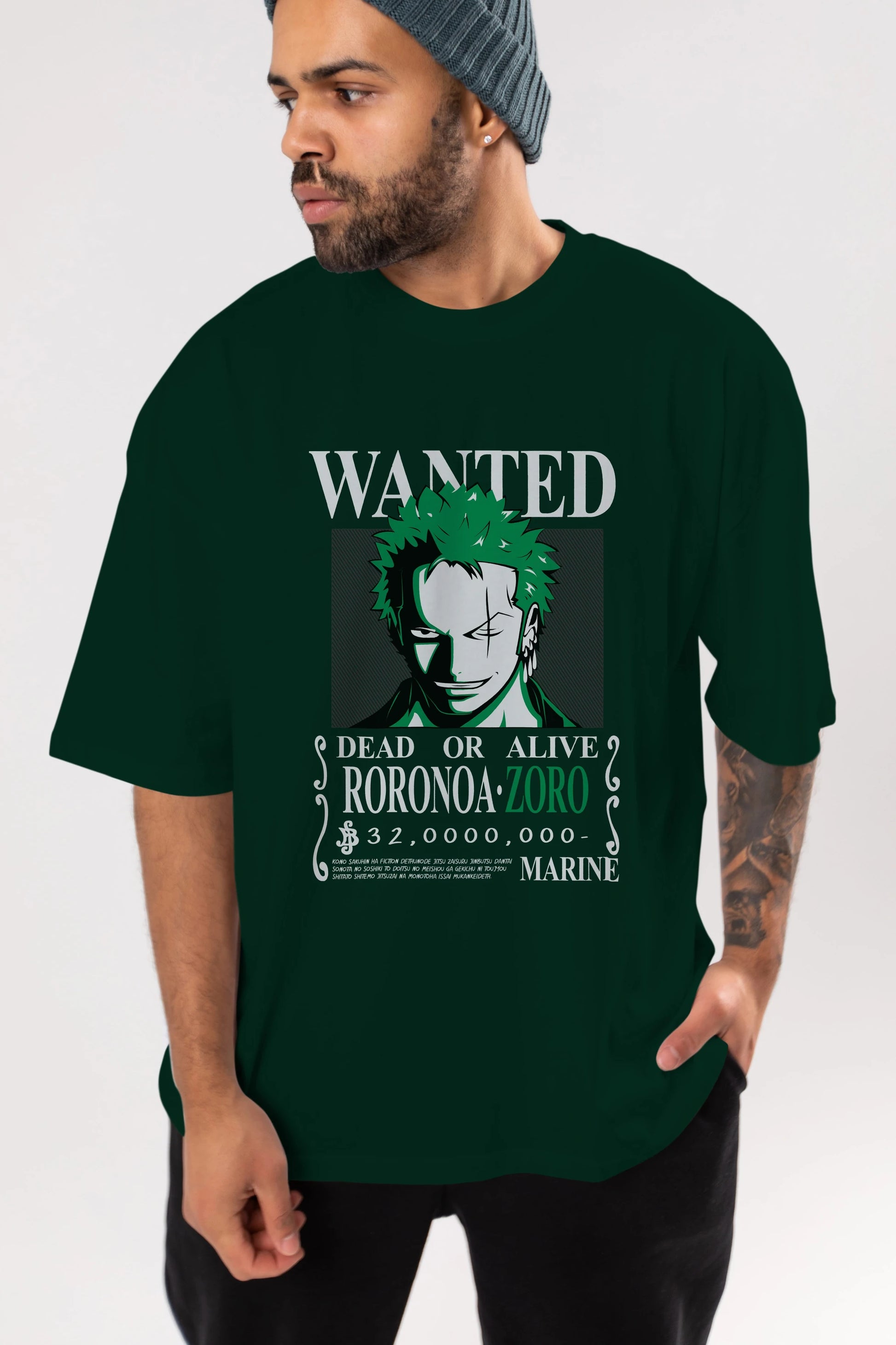 Roronoa Zoro Anime Ön Baskılı Oversize t-shirt Erkek Kadın Unisex