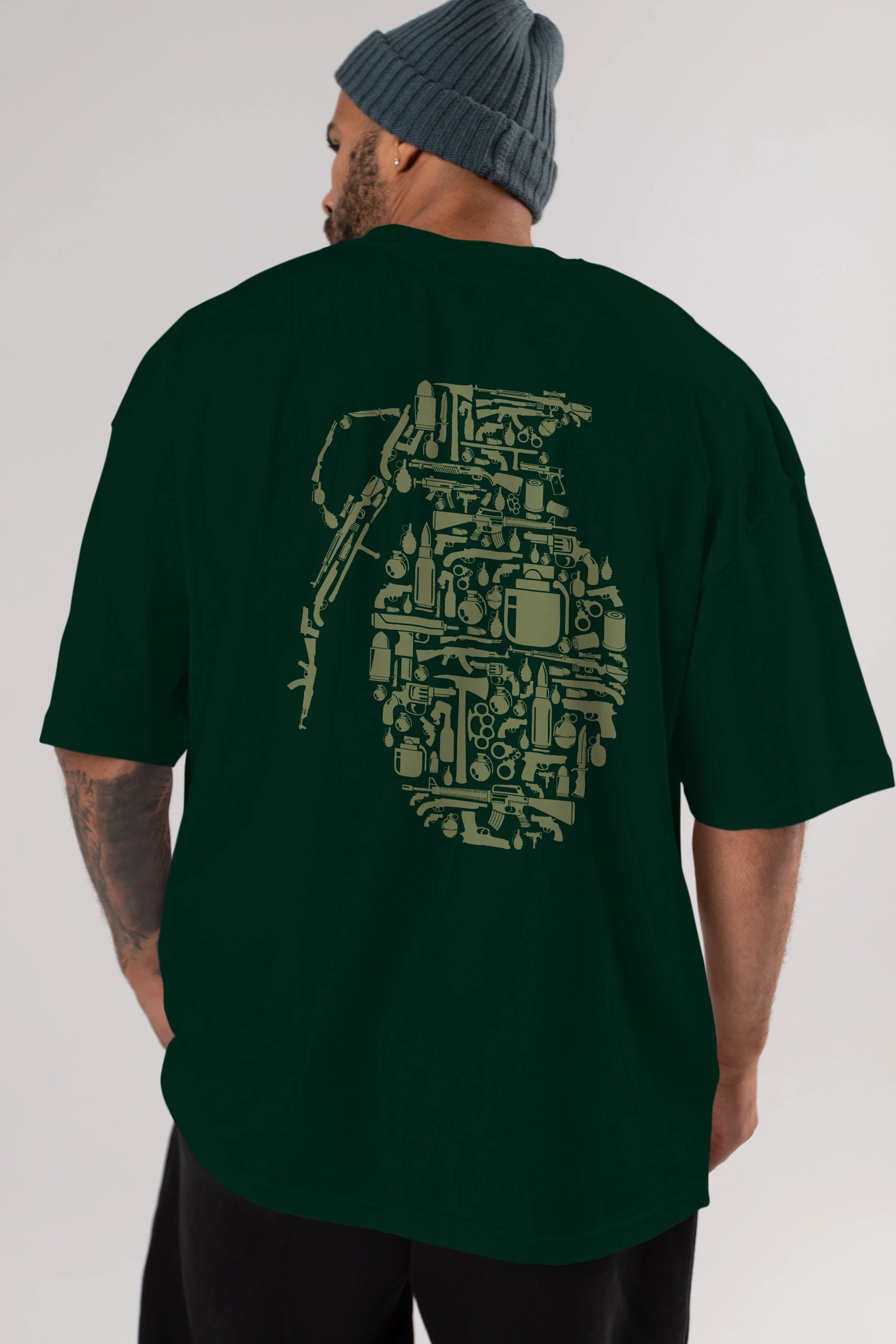 Grenade Arka Baskılı Oversize t-shirt %100 pamuk Erkek Kadın Unisex