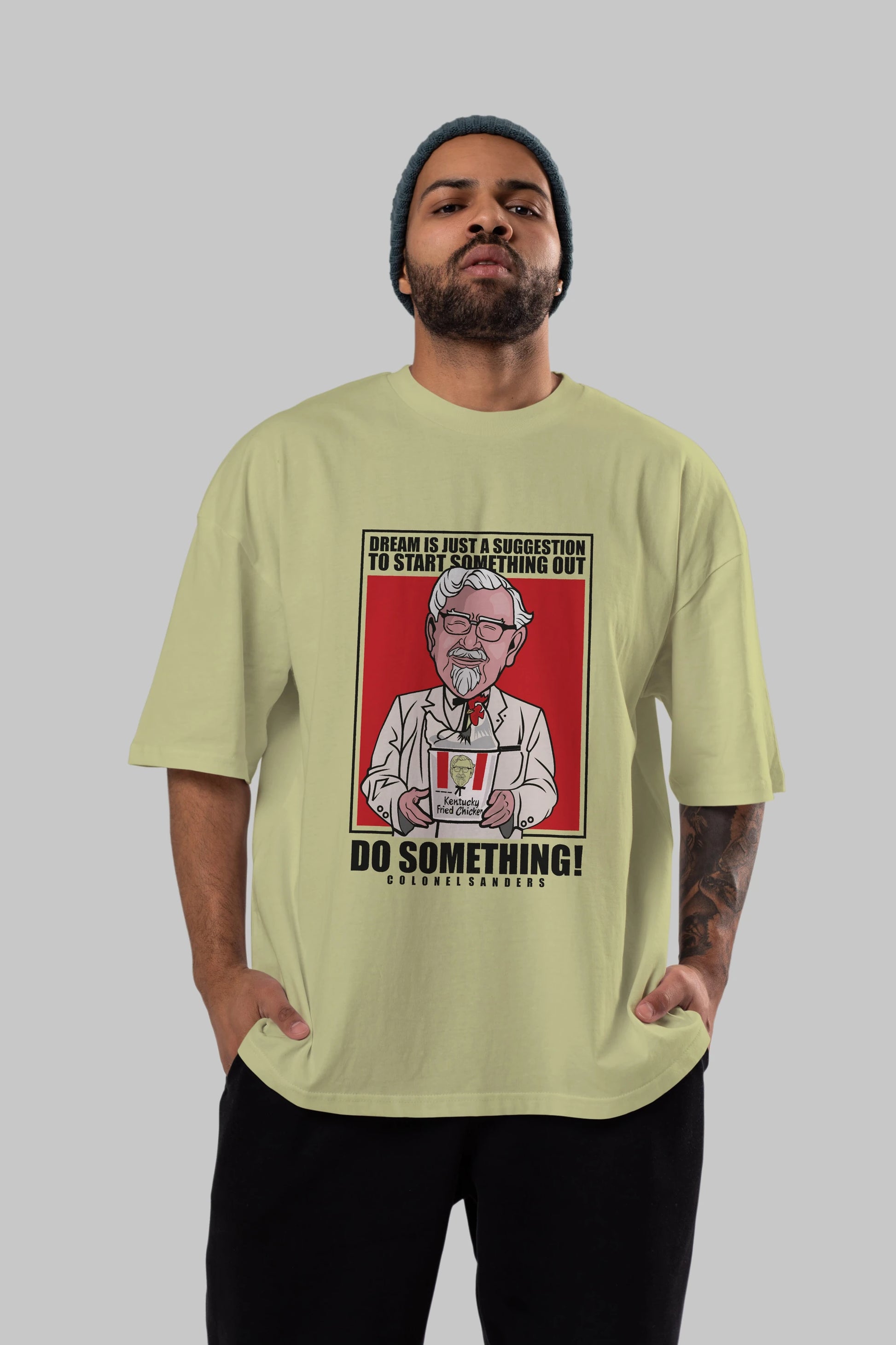 Colonel Sanders Ön Baskılı Oversize t-shirt Erkek Kadın Unisex %100 Pamuk tişort