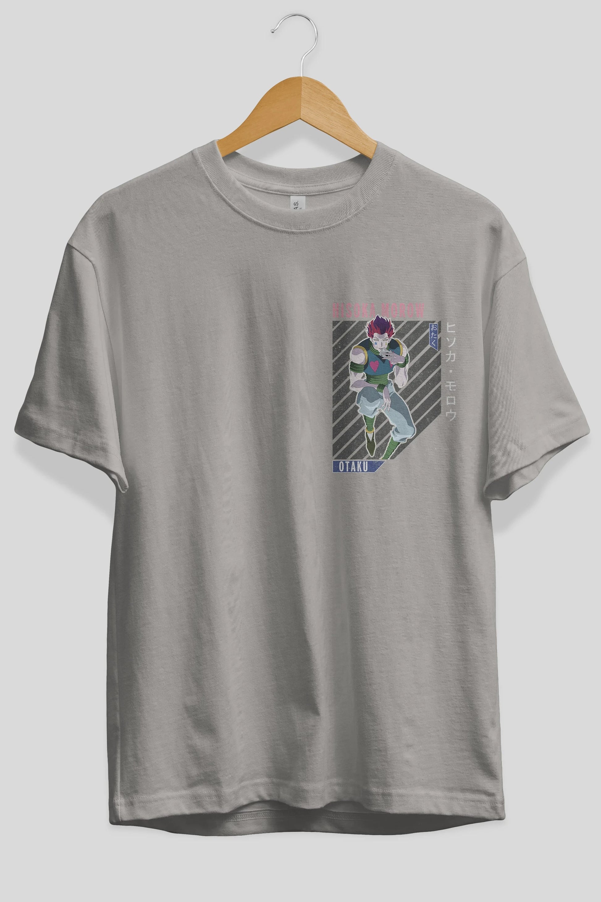 Hisoka Morow 2 2 Ön Sol Baskılı Oversize t-shirt Erkek Kadın Unisex %100 Pamuk Bisiklet Yaka tişort