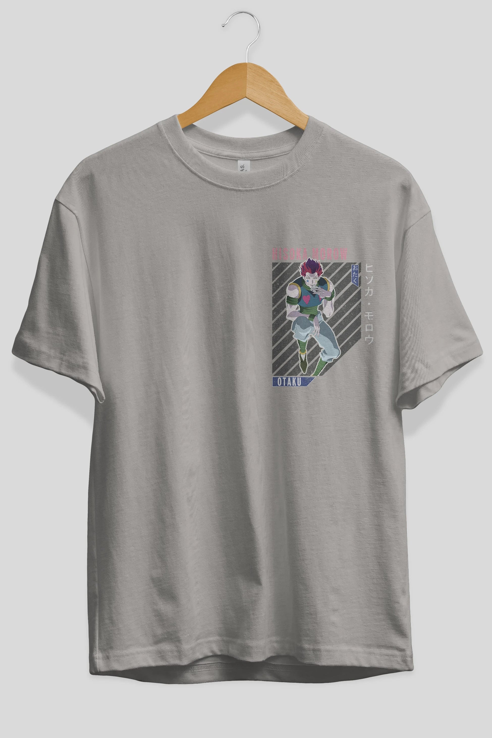 Hisoka Morow 2 2 Ön Sol Baskılı Oversize t-shirt Erkek Kadın Unisex %100 Pamuk Bisiklet Yaka tişort
