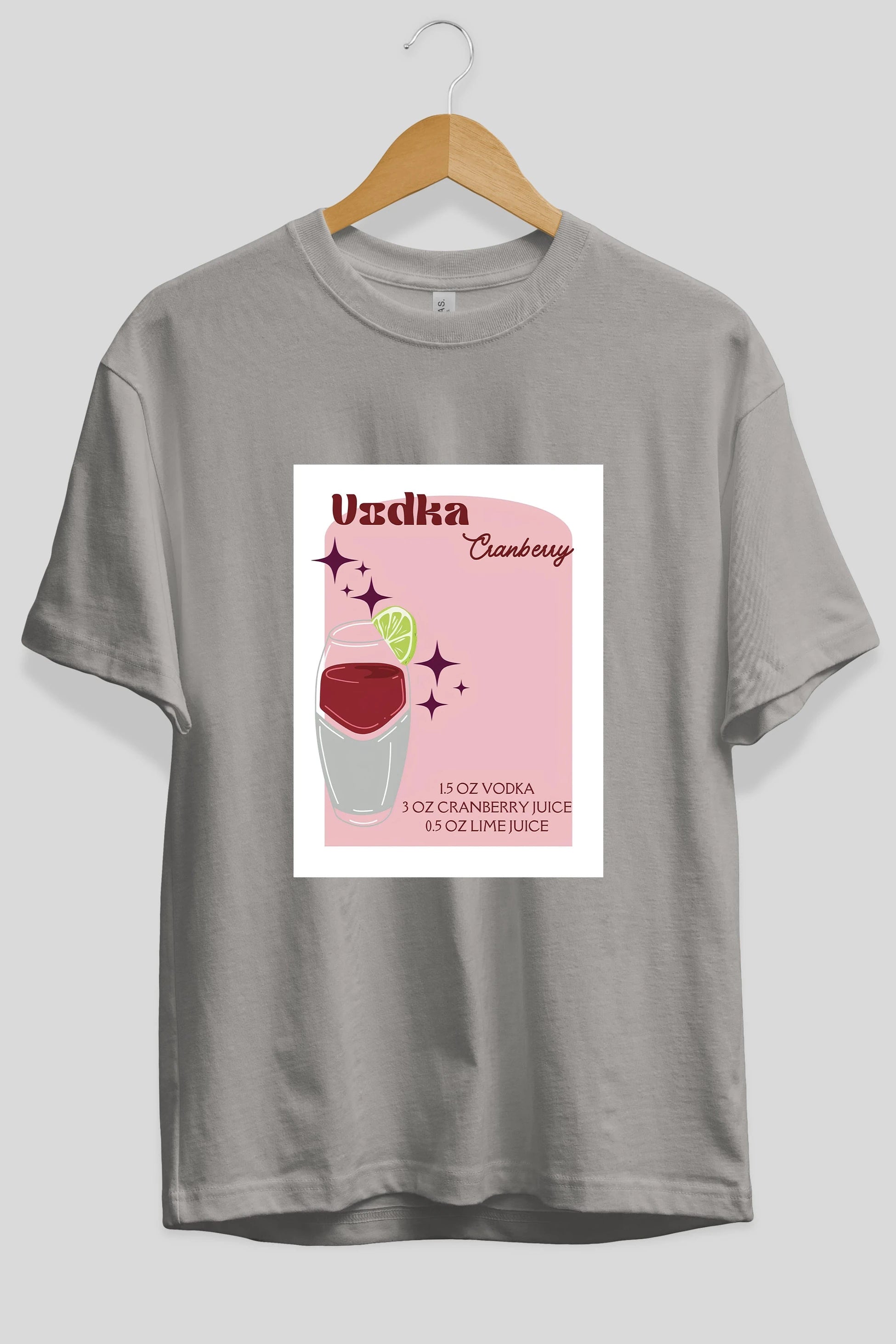 Vodka Cranberry 2 Ön Baskılı Oversize t-shirt Erkek Kadın Unisex %100 Pamuk Bisiklet Yaka tişort