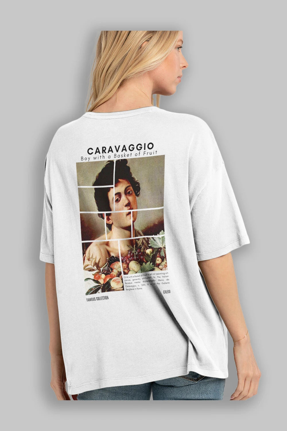 Caravaggio Boy Arka Baskılı Oversize t-shirt Erkek Kadın Bisiklet Yaka Pamuk tişort