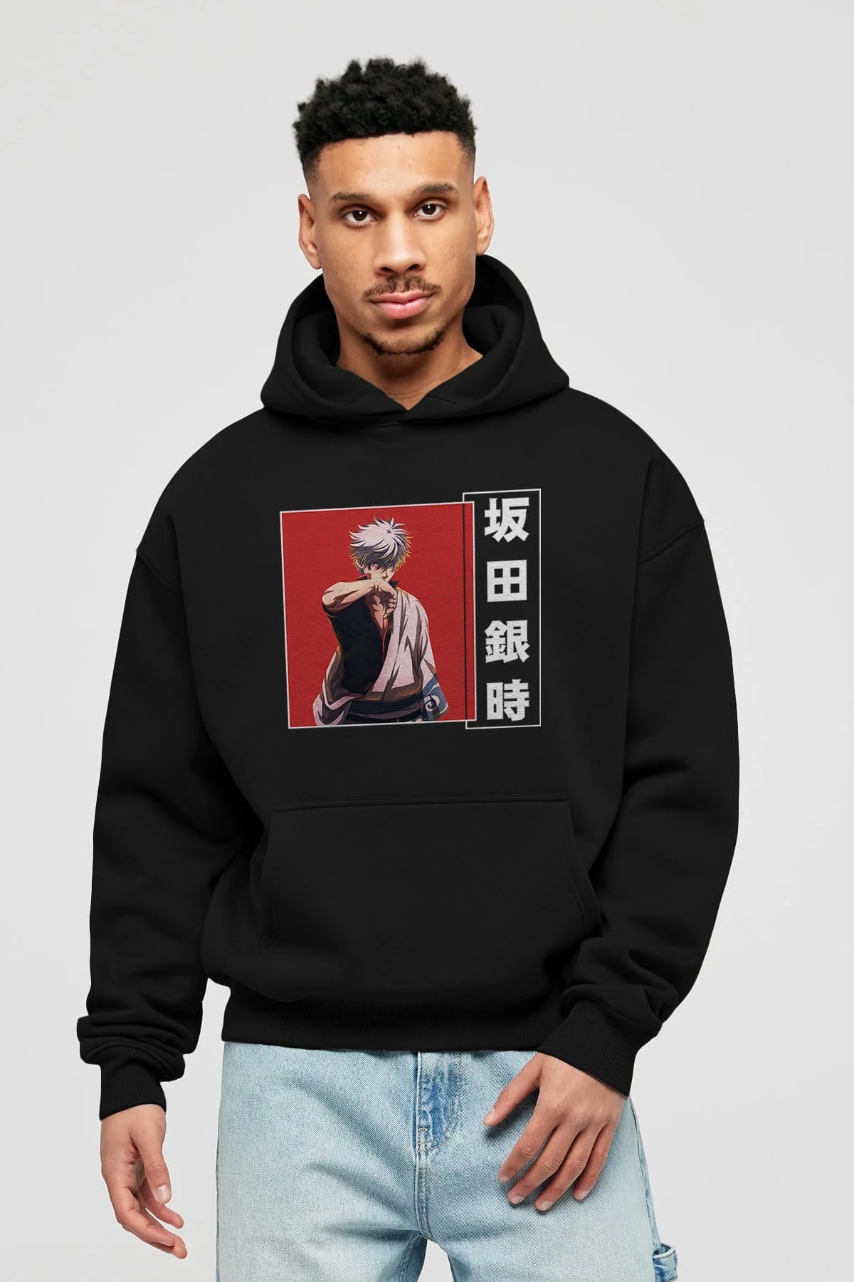 Gintoki Sakata GINTAMA 1 Anime Ön Baskılı Hoodie Oversize Kapüşonlu Sweatshirt Erkek Kadın Unisex