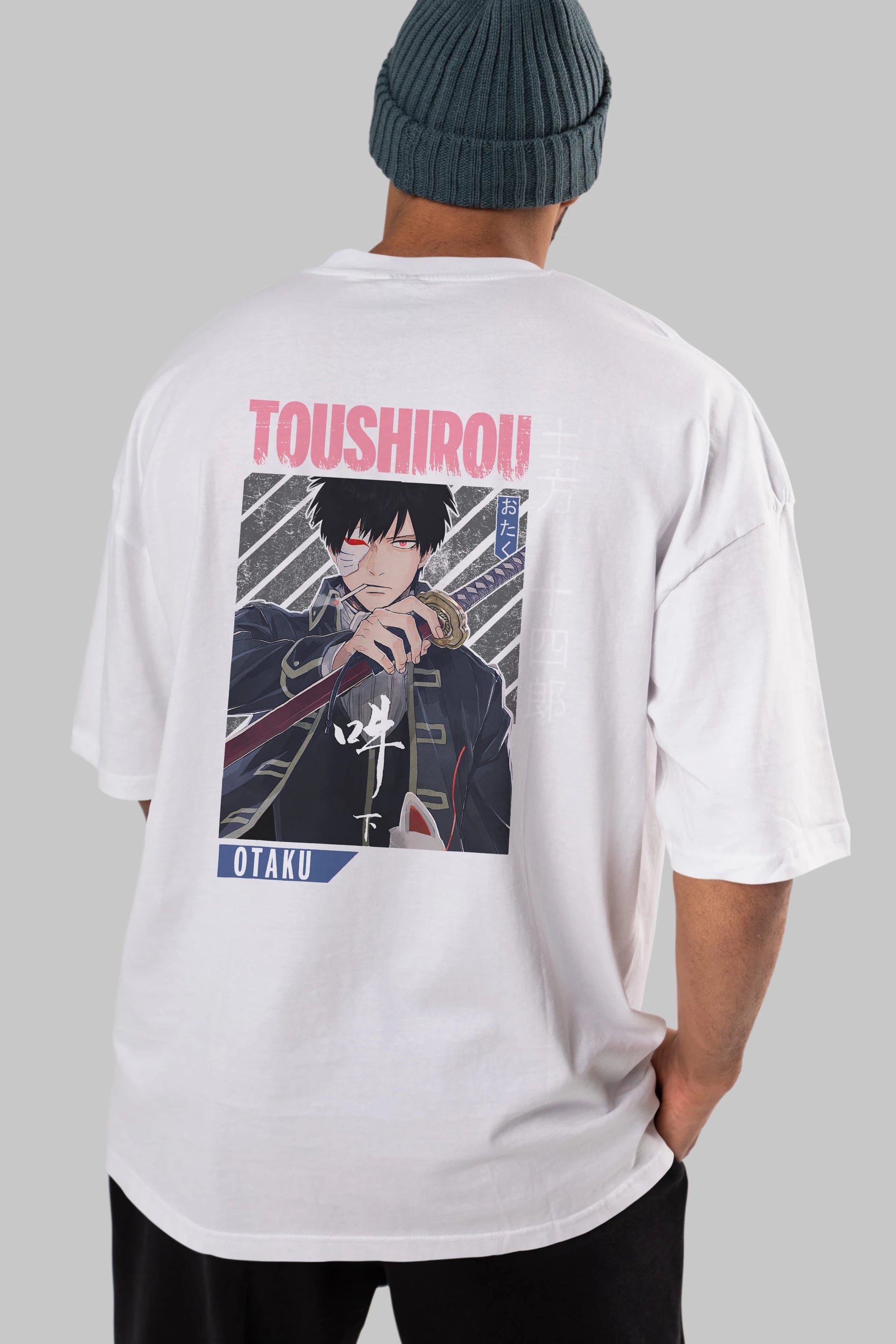 Toushirou Hijikata 1 Anime Arka Baskılı Oversize t-shirt Erkek Kadın Unisex