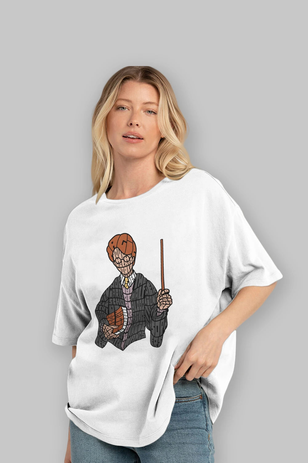Harry Ön Baskılı Oversize t-shirt %100 pamuk Erkek Kadın Unisex