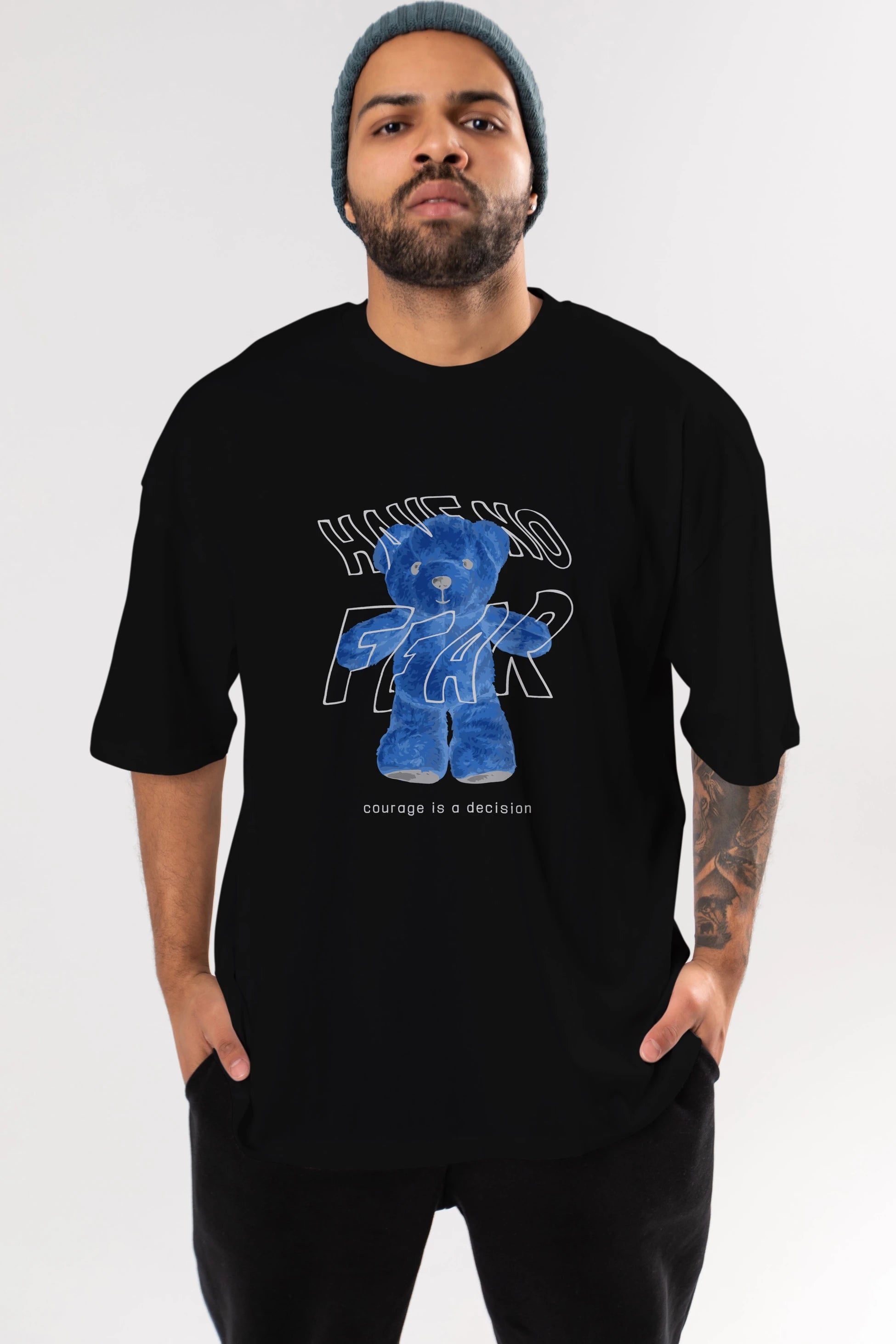 Have no Fear Bear Ön Baskılı Oversize t-shirt Erkek Kadın Unisex