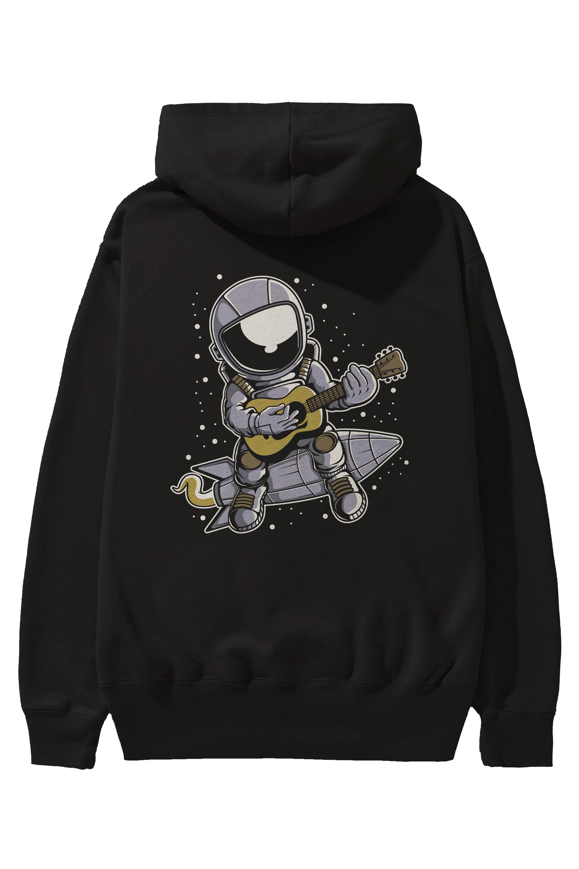 Astronaut Guitar (2) Arka Baskılı Hoodie Oversize Kapüşonlu Sweatshirt Erkek Kadın Unisex
