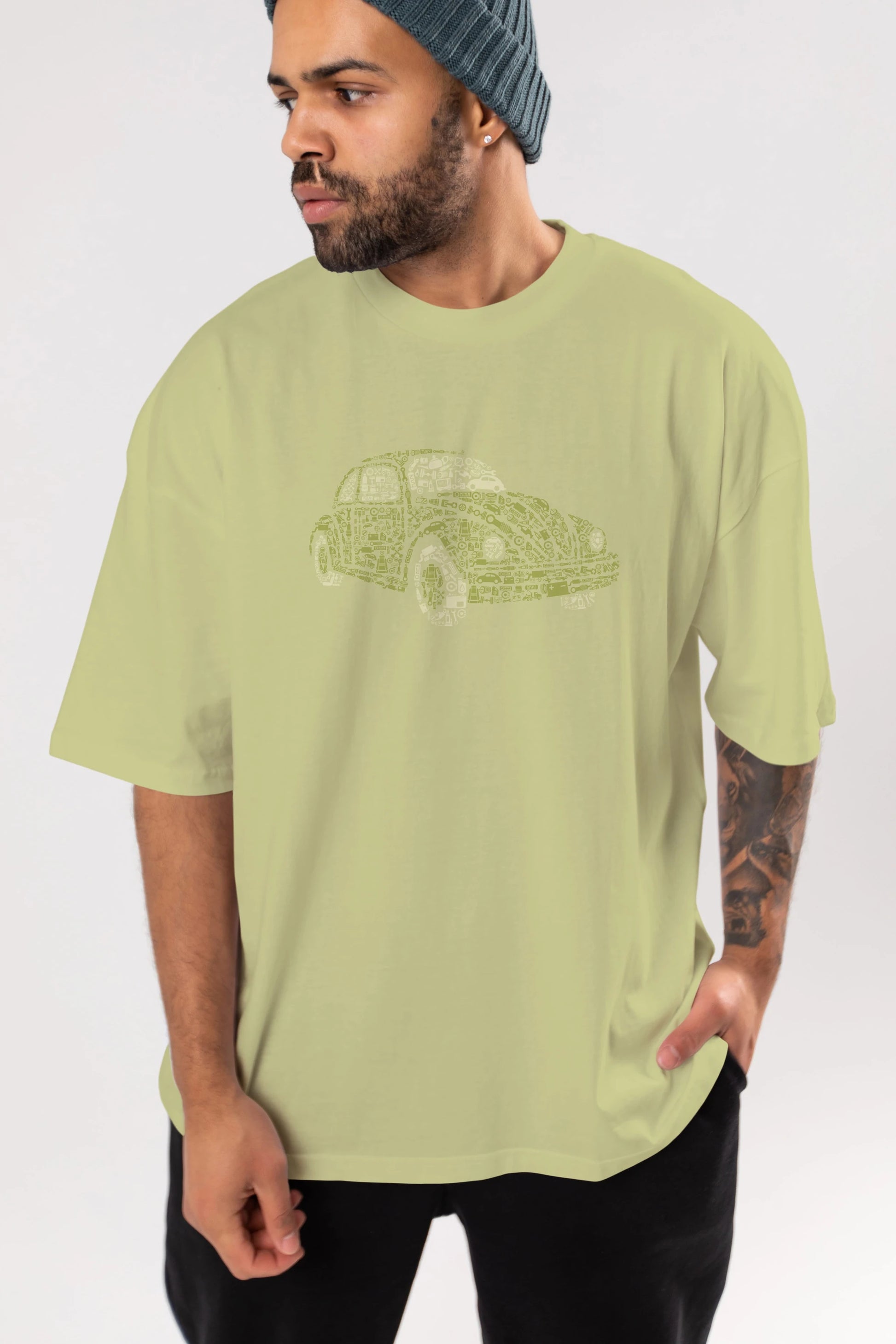 Beetle Ön Baskılı Oversize t-shirt %100 pamuk Erkek Kadın Unisex