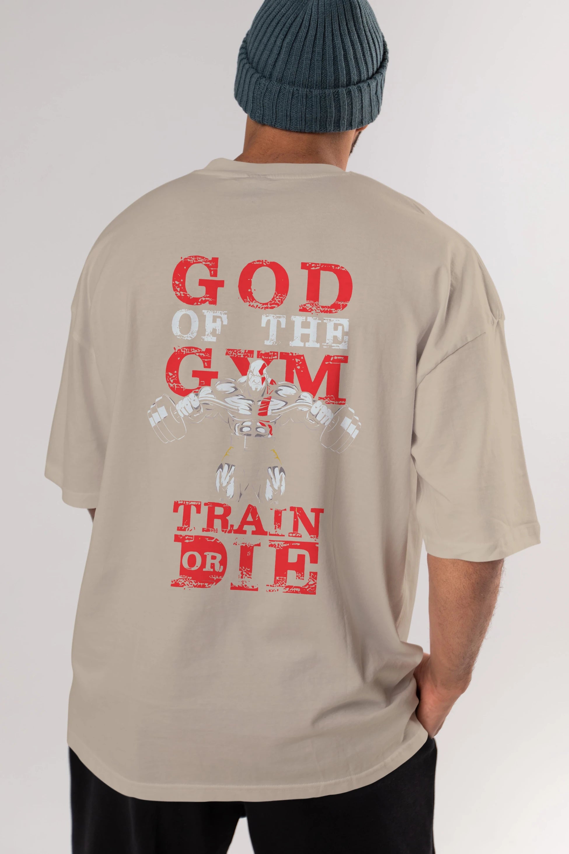 God of The GYM Arka Baskılı Oversize t-shirt Erkek Kadın Unisex %100 Pamuk Bisiklet Yaka tişort