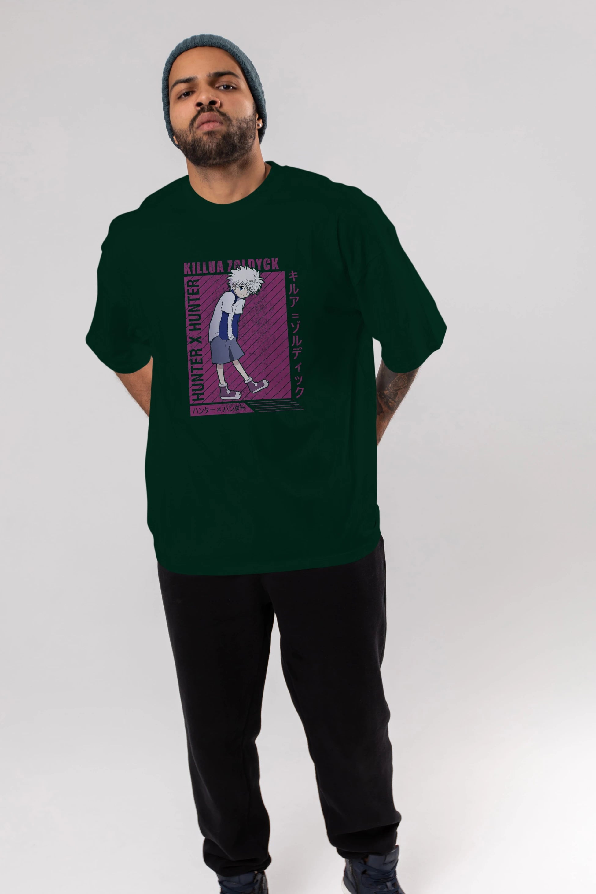 Killua Zoldyck 3 1 Anime Ön Baskılı Oversize t-shirt %100 pamuk Erkek Kadın Unisex