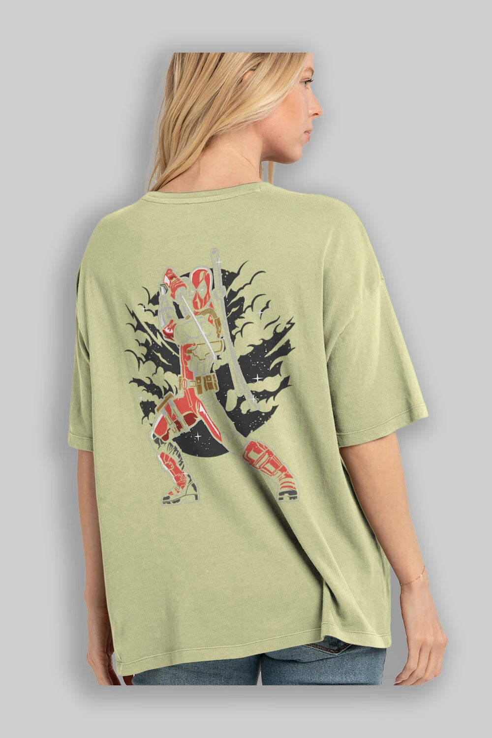 Deadpool Arka Baskılı Oversize t-shirt Erkek Kadın Unisex %100 Pamuk