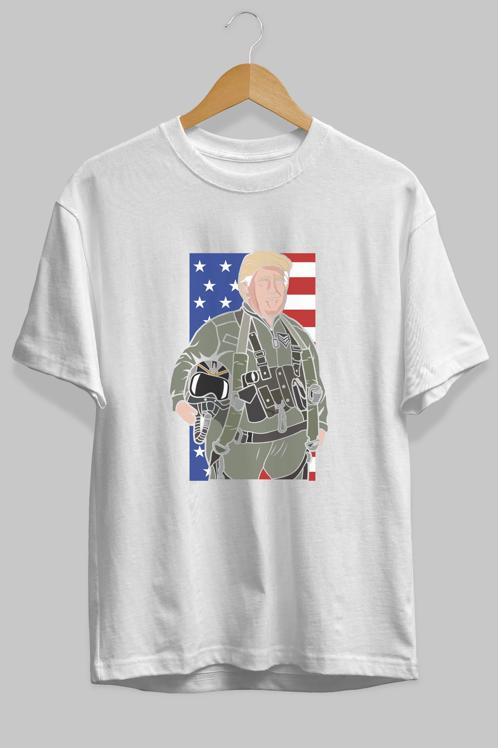 Trump Jetplane Pilot Ön Baskılı Oversize t-shirt Erkek Kadın Unisex %100 Pamuk tişort
