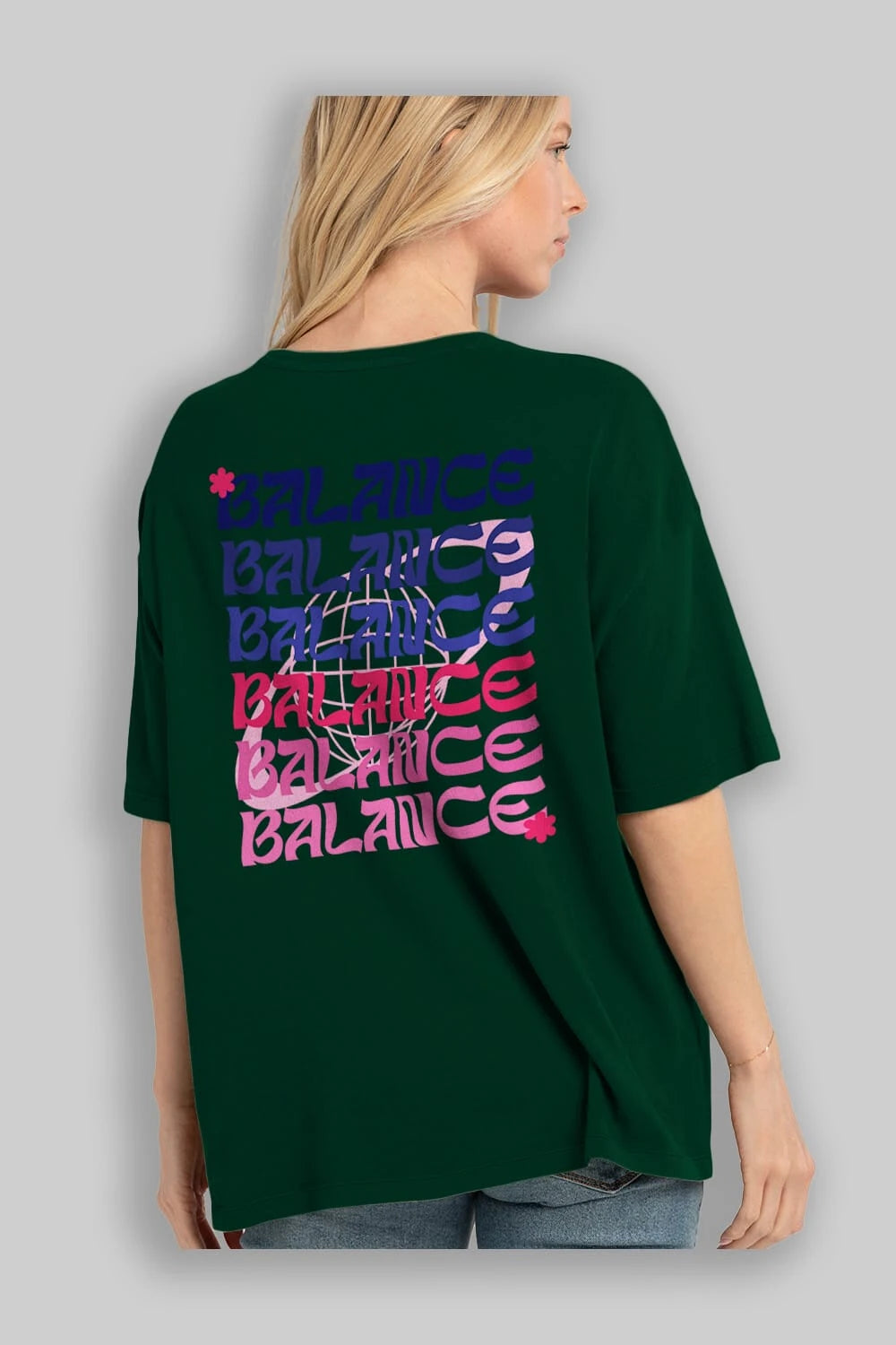 Balance Yazılı Arka Baskılı Oversize t-shirt Erkek Kadın Unisex