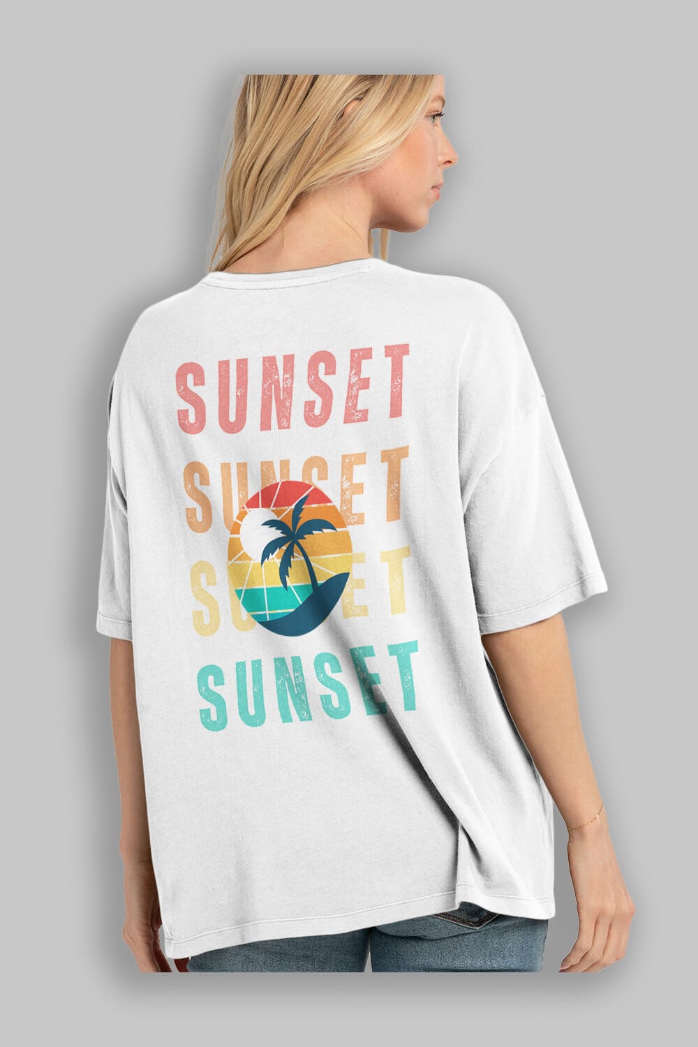 Sunset Yazılı Arka Baskılı Oversize t-shirt Erkek Kadın Unisex