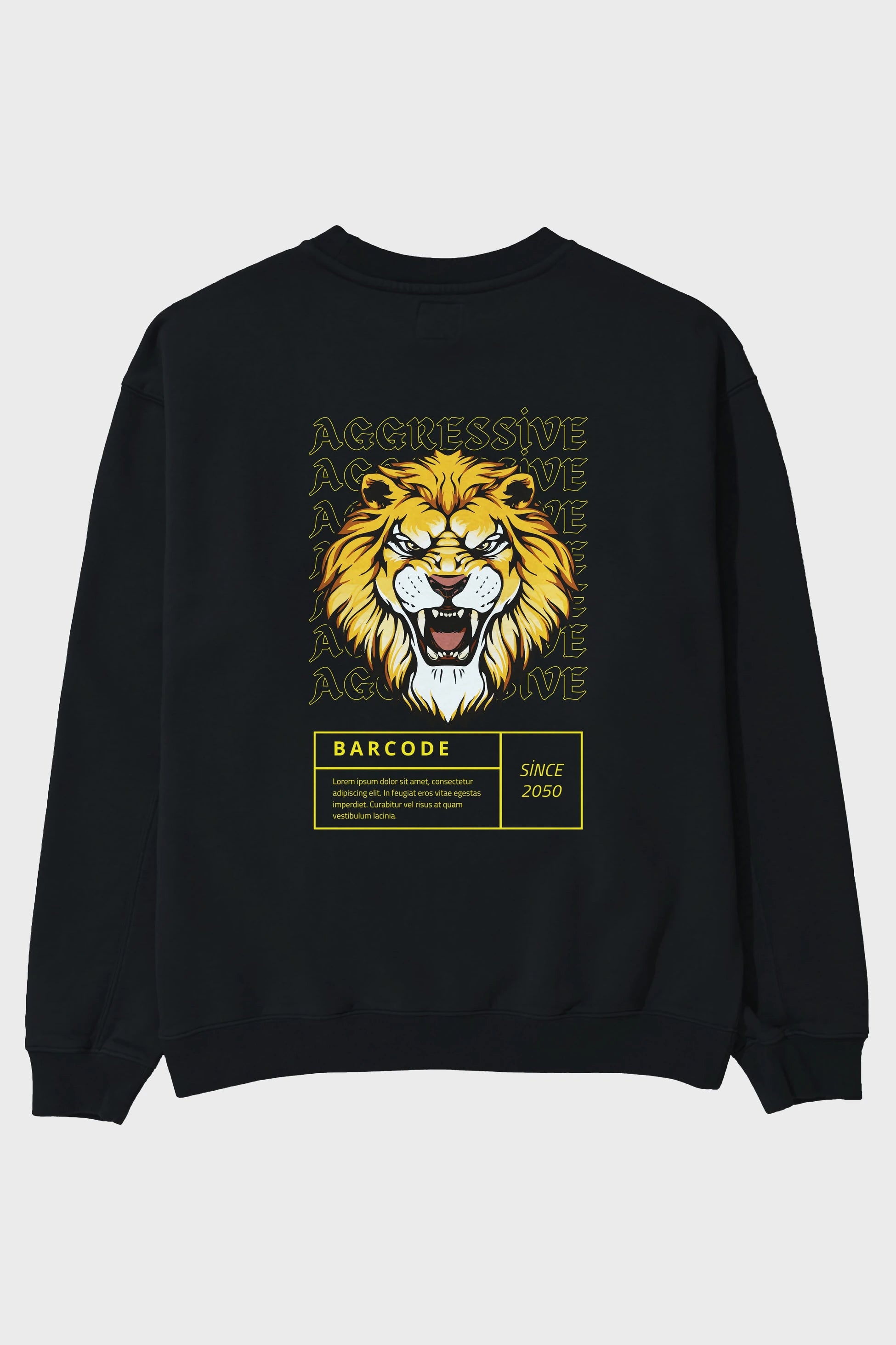 Aggressive Lion Arka Baskılı Oversize Sweatshirt Erkek Kadın Unisex