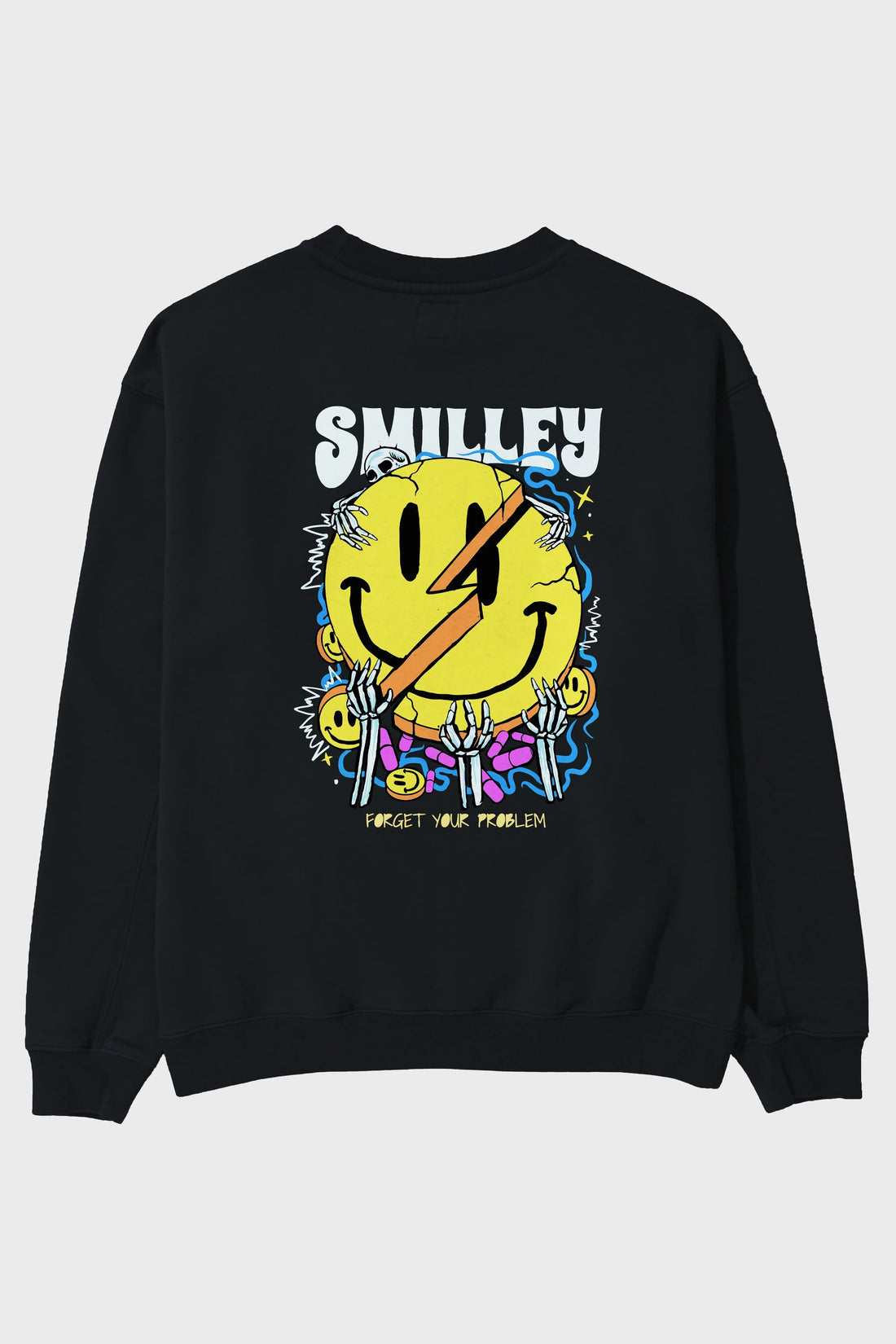 Smilley Streetwear Arka Baskılı Oversize Sweatshirt Erkek Kadın Unisex