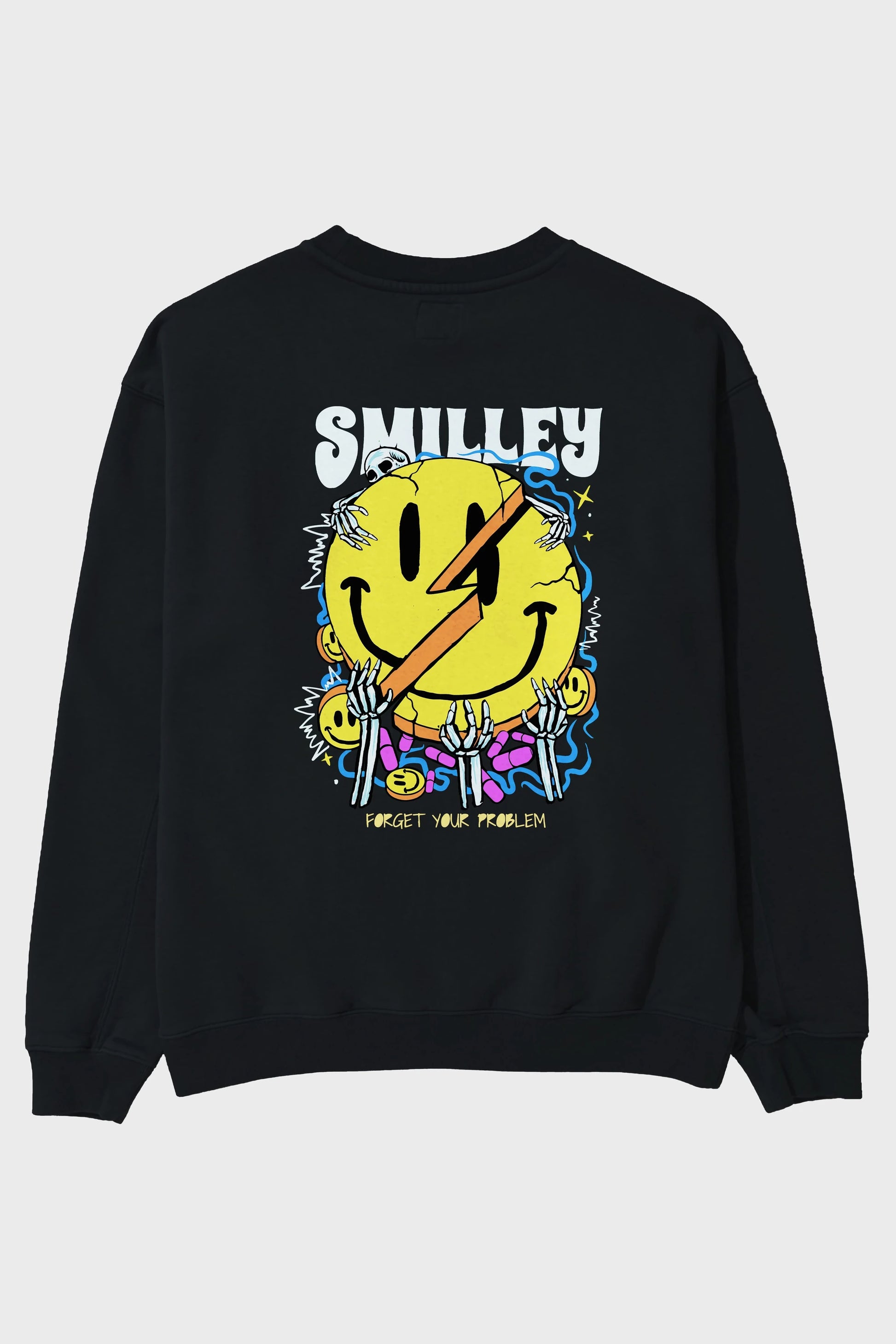 Smilley Streetwear Arka Baskılı Oversize Sweatshirt Erkek Kadın Unisex