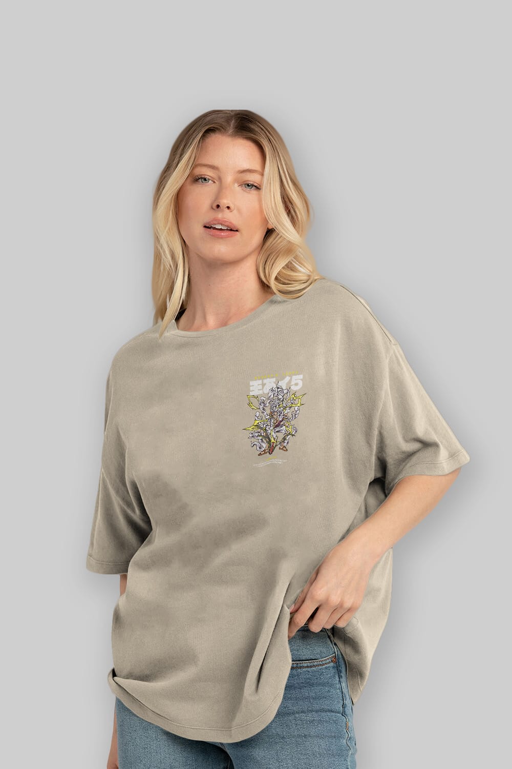 Monkey D. Luffy GEAR5 1 Ön Sol Baskılı Oversize t-shirt Erkek Kadın Unisex %100 Pamuk Bisiklet Yaka tişort