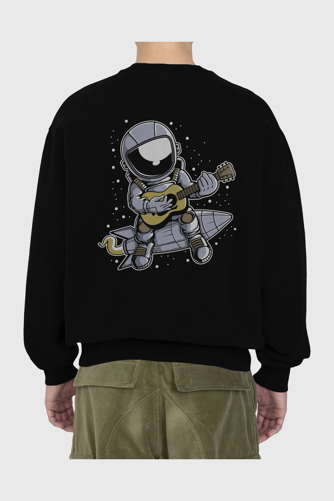 Astronaut Guitar (2) Arka Baskılı Oversize Sweatshirt Erkek Kadın Unisex