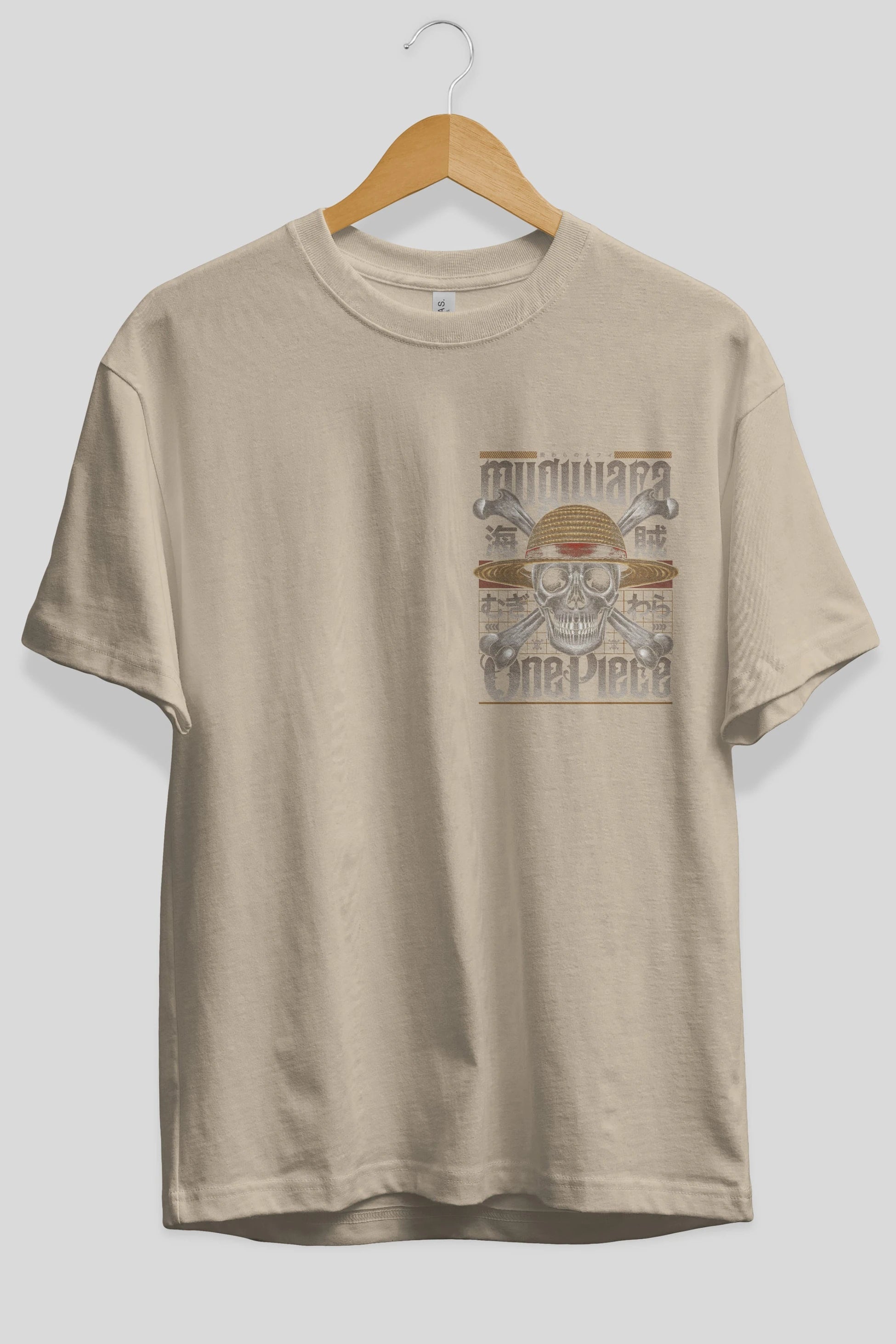 ONE PIECE (2) Ön Sol Baskılı Oversize t-shirt Erkek Kadın Unisex %100 Pamuk Bisiklet Yaka tişort