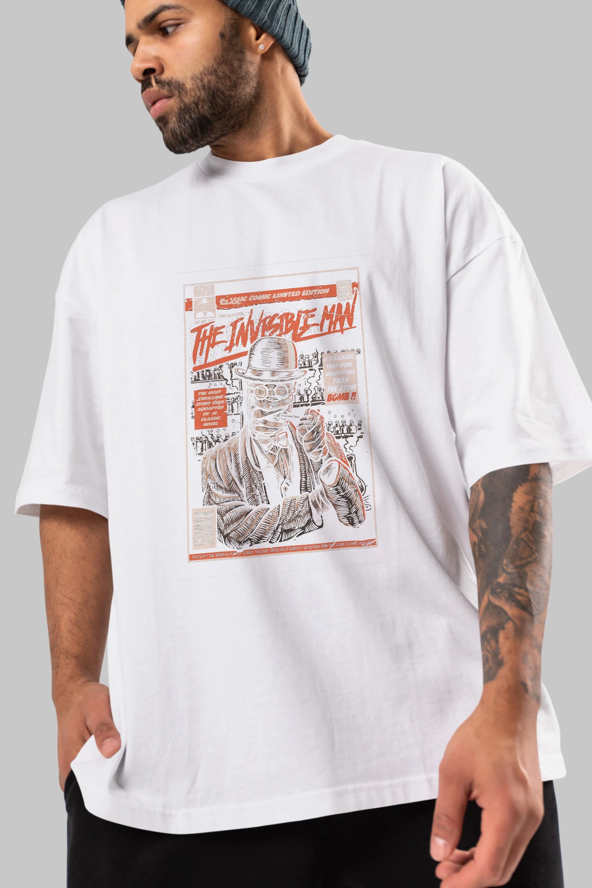 The Invisible Man Ön Baskılı Oversize t-shirt Erkek Kadın Unisex %100 Pamuk tişort