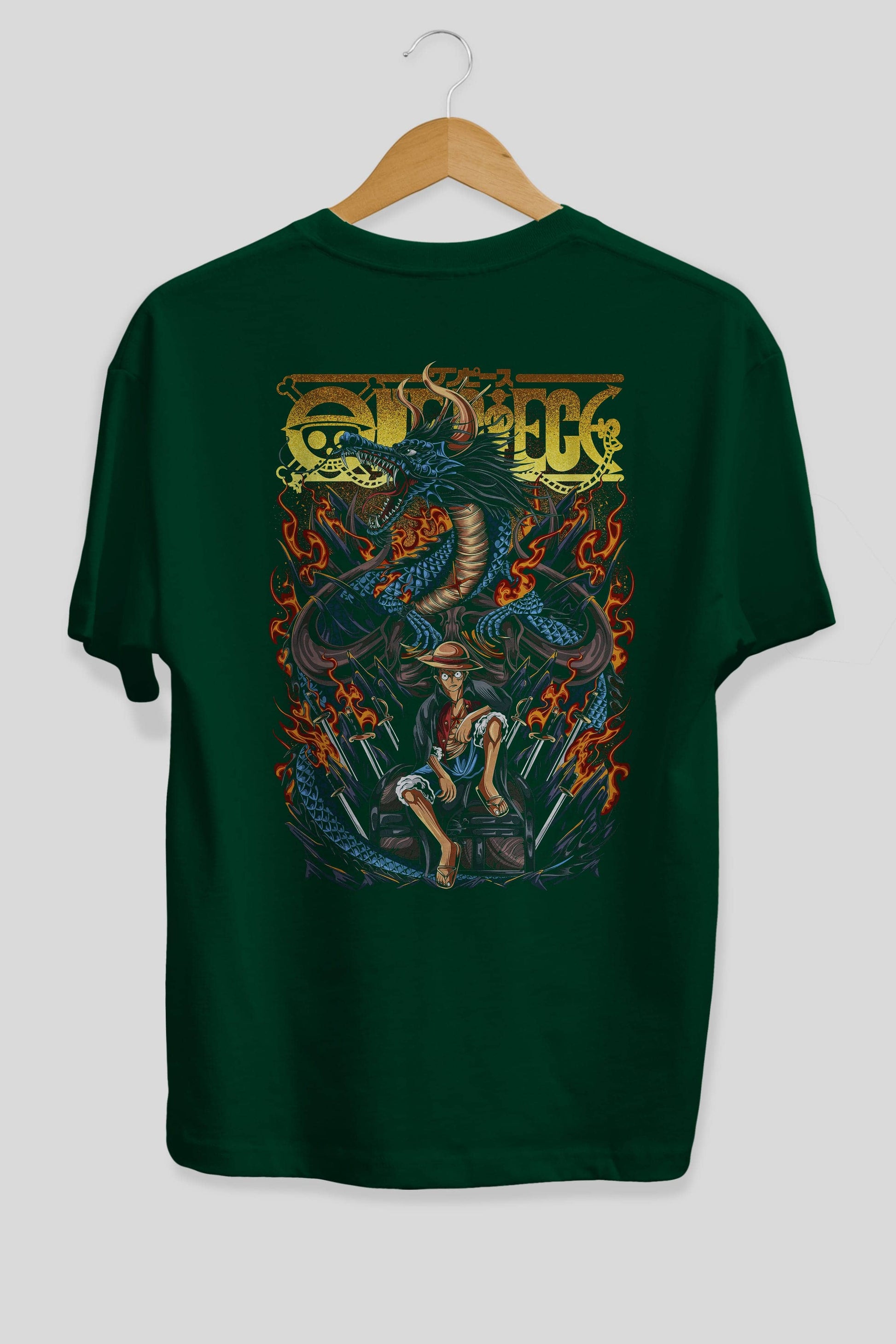 MONKEY D. LUFF-ONE PIECE Anime Arka Baskılı Oversize t-shirt Erkek Kadın Unisex