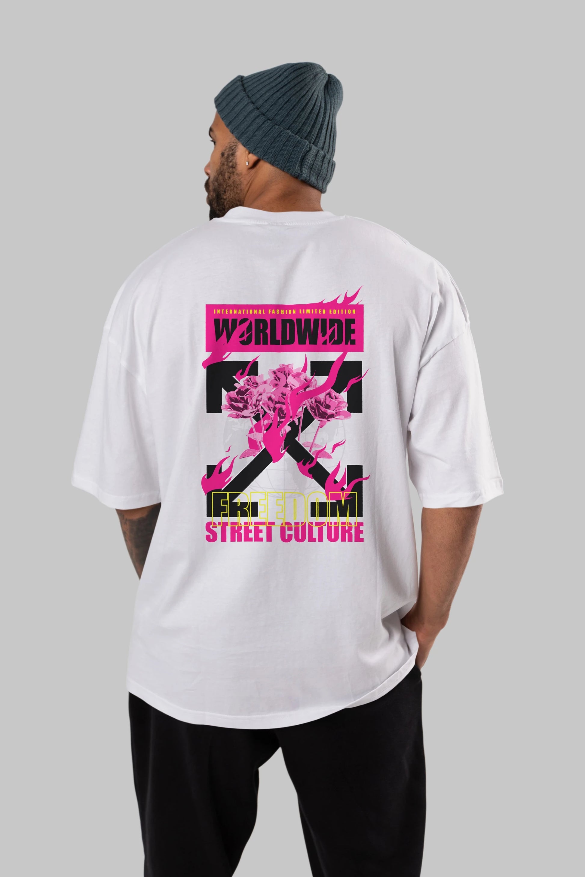 Freedom Street Culture Arka Baskılı Oversize t-shirt Erkek Kadın Unisex