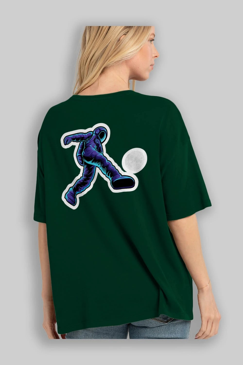 Astroball in Space Sticker Arka Baskılı Oversize t-shirt Erkek Kadın Unisex