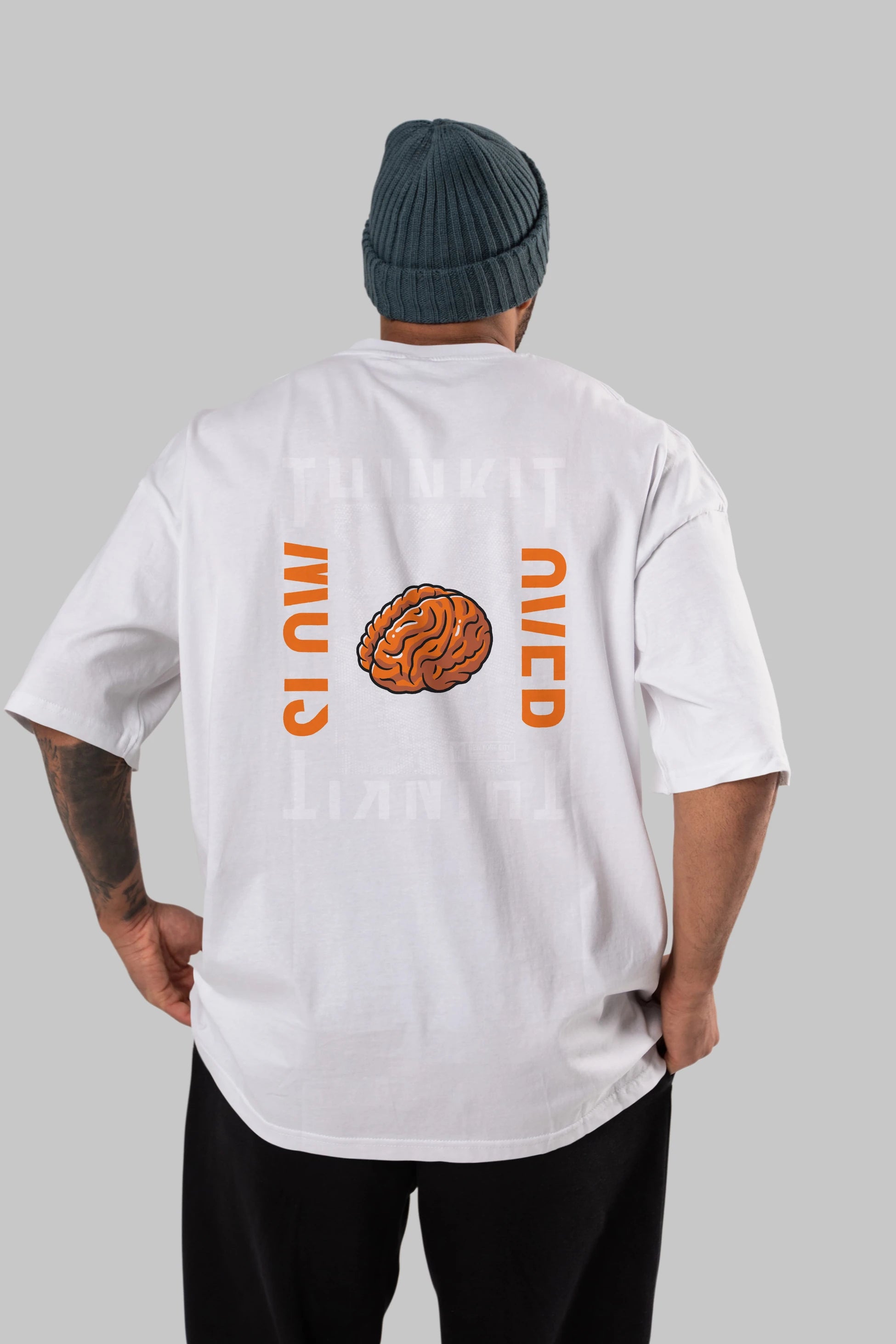 Think it Arka Baskılı Oversize t-shirt Erkek Kadın Unisex