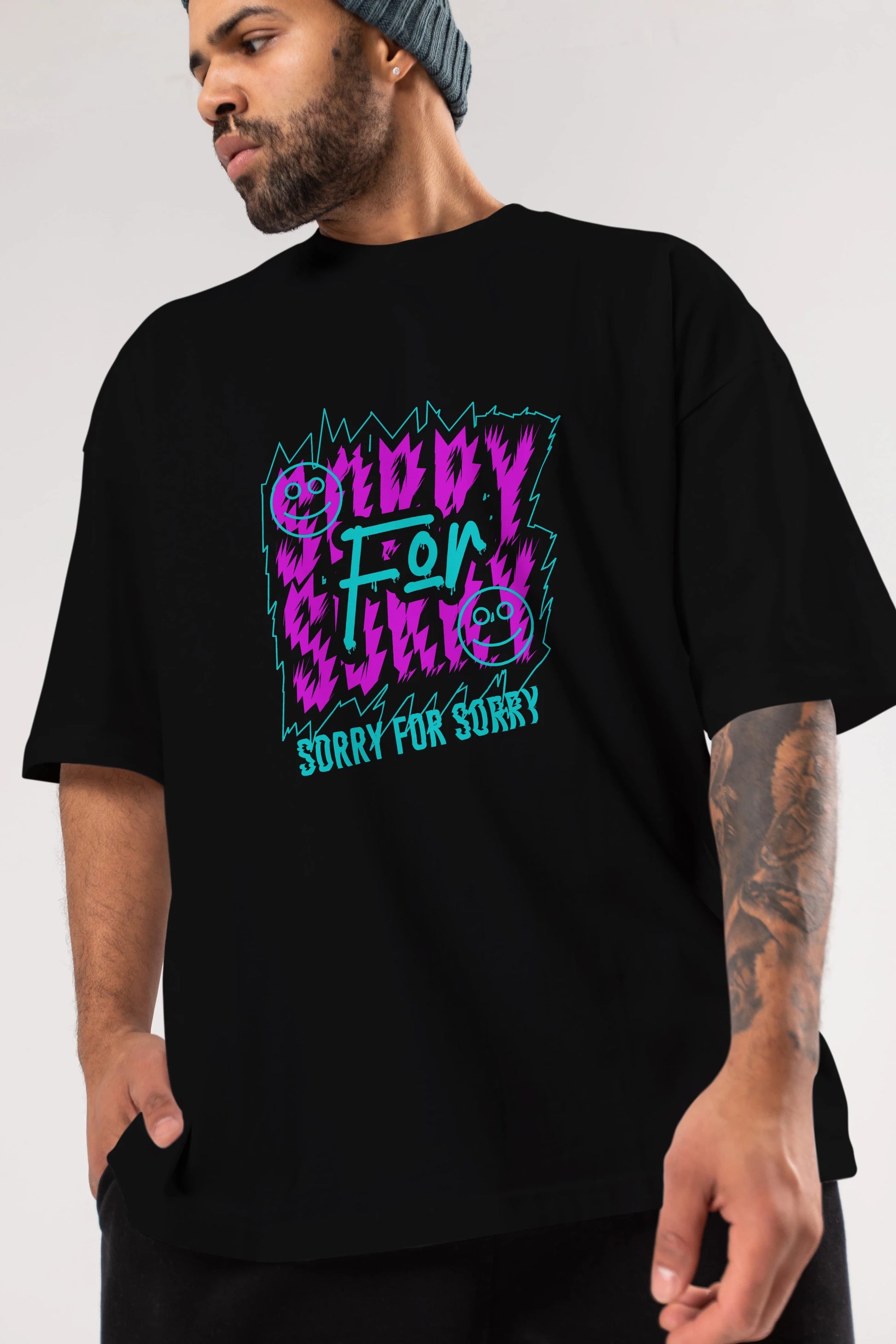 Sorry for Sorry Ön Baskılı Oversize t-shirt Erkek Kadın Unisex