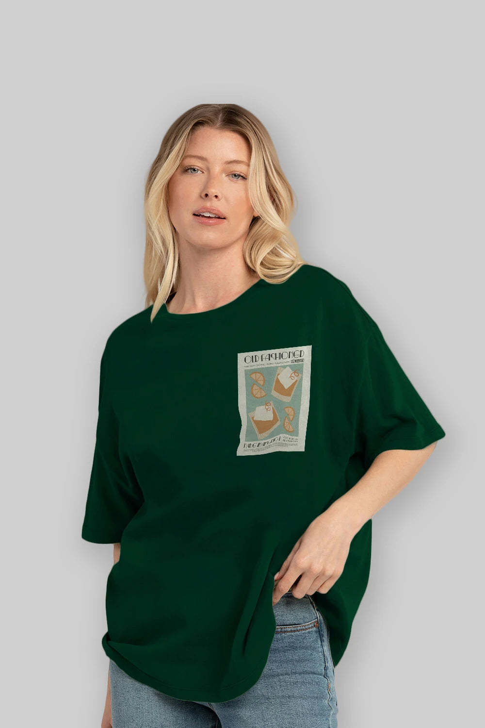 Old Fashioned 2 Ön Sol Baskılı Oversize t-shirt Erkek Kadın Unisex %100 Pamuk Bisiklet Yaka tişort