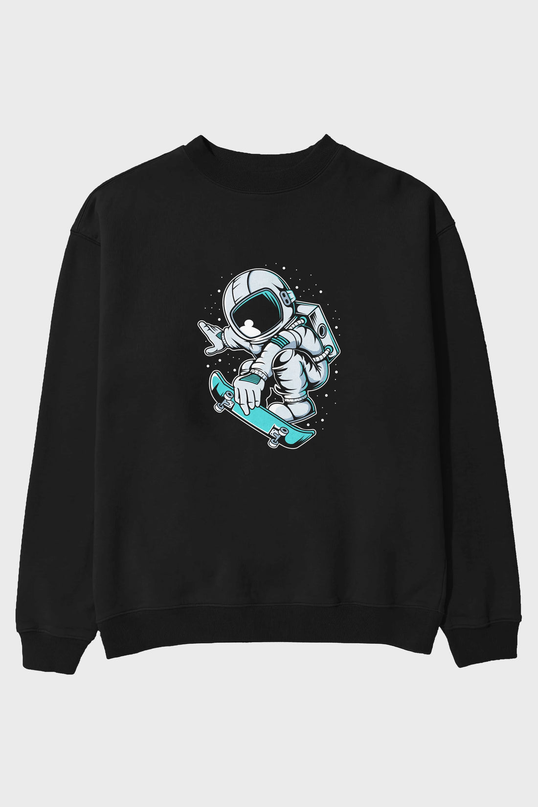 Astronaut Skateboard Jump Ön Baskılı Oversize Sweatshirt Erkek Kadın Unisex