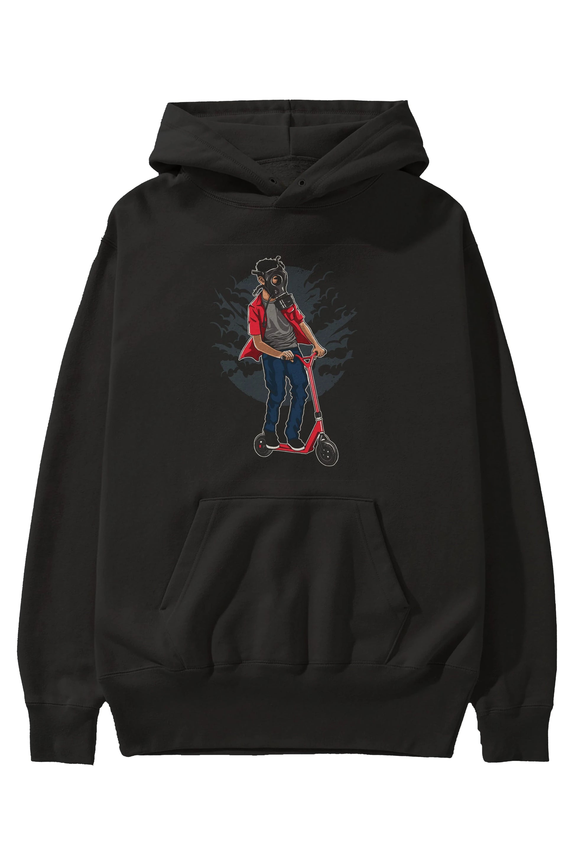 Gasmask Rider Ön Baskılı Hoodie Oversize Kapüşonlu Sweatshirt Erkek Kadın Unisex