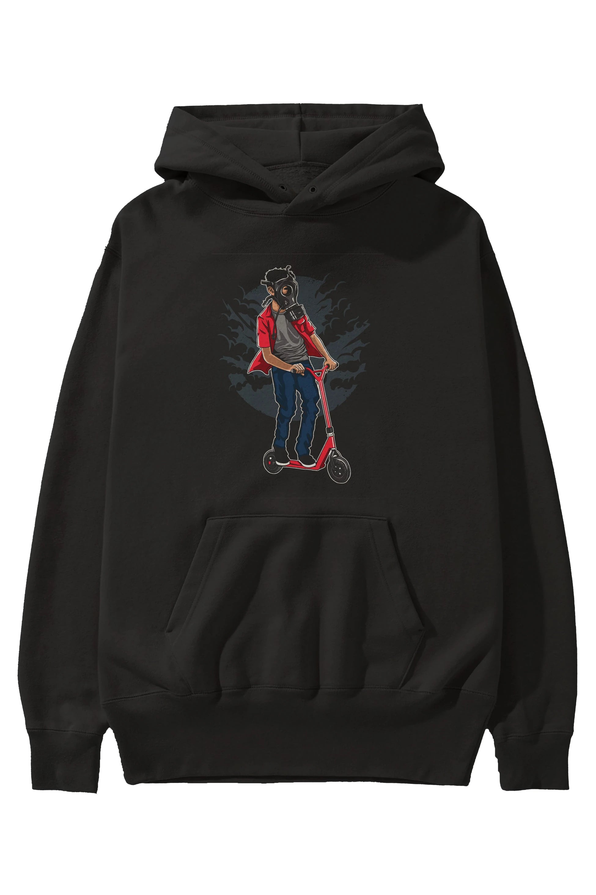 Gasmask Rider Ön Baskılı Hoodie Oversize Kapüşonlu Sweatshirt Erkek Kadın Unisex