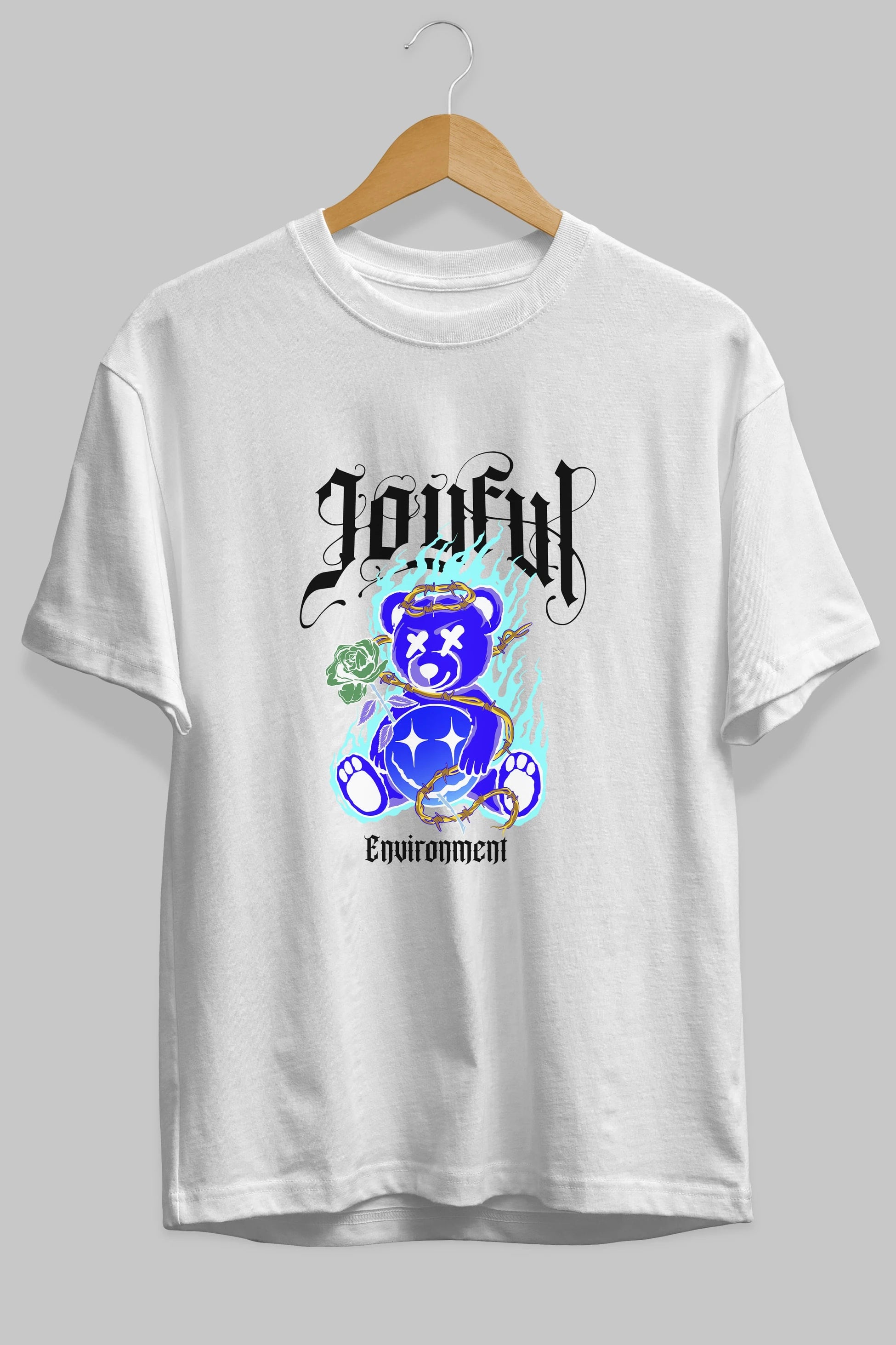 Joyful Bear Ön Baskılı Oversize t-shirt Erkek Kadın Unisex