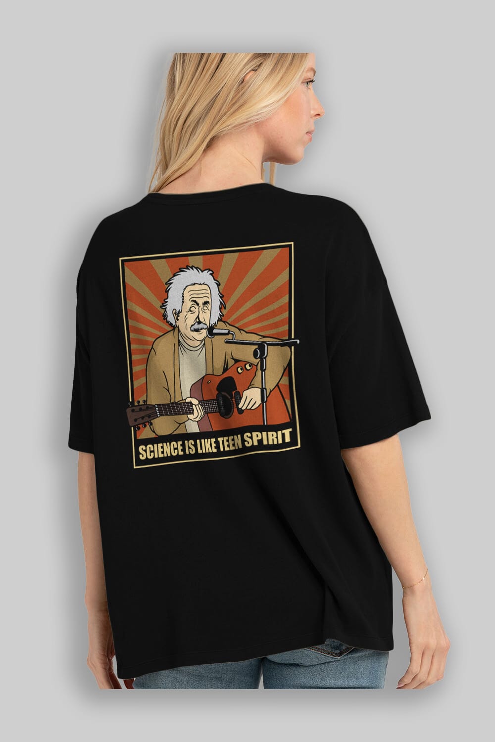 Kurt Einstein Arka Baskılı Oversize t-shirt Erkek Kadın Unisex %100 Pamuk tişort