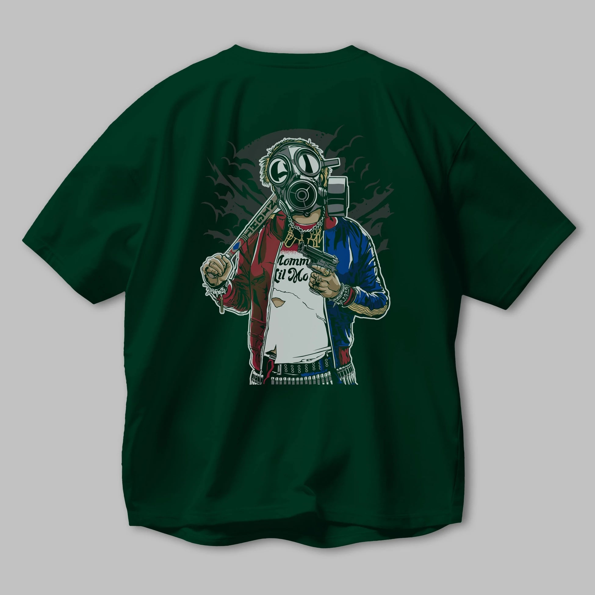 Suicide Gasmask Arka Baskılı Oversize t-shirt Erkek Kadın Unisex %100 Pamuk