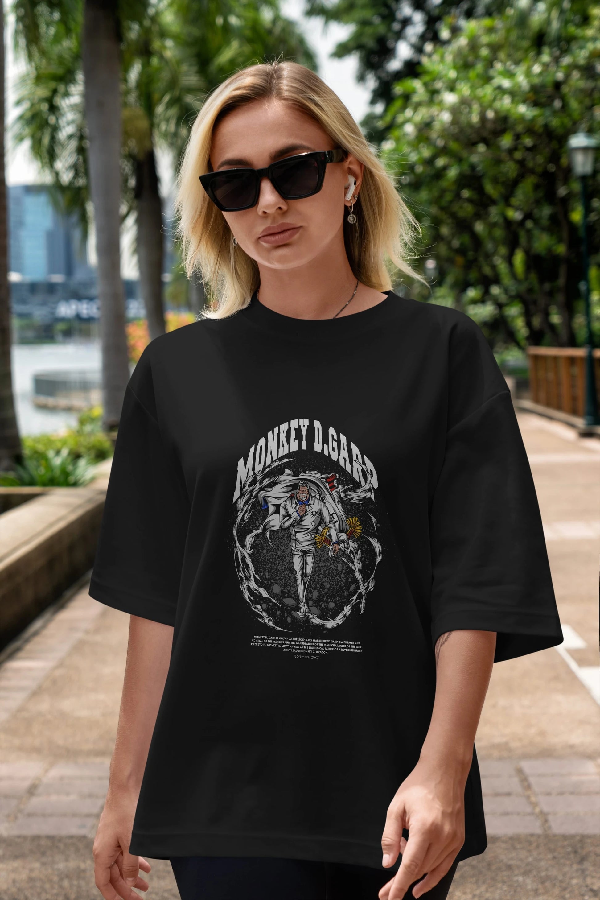 Monkey D. Garp Anime Ön Baskılı Oversize t-shirt %100 pamuk Erkek Kadın Unisex