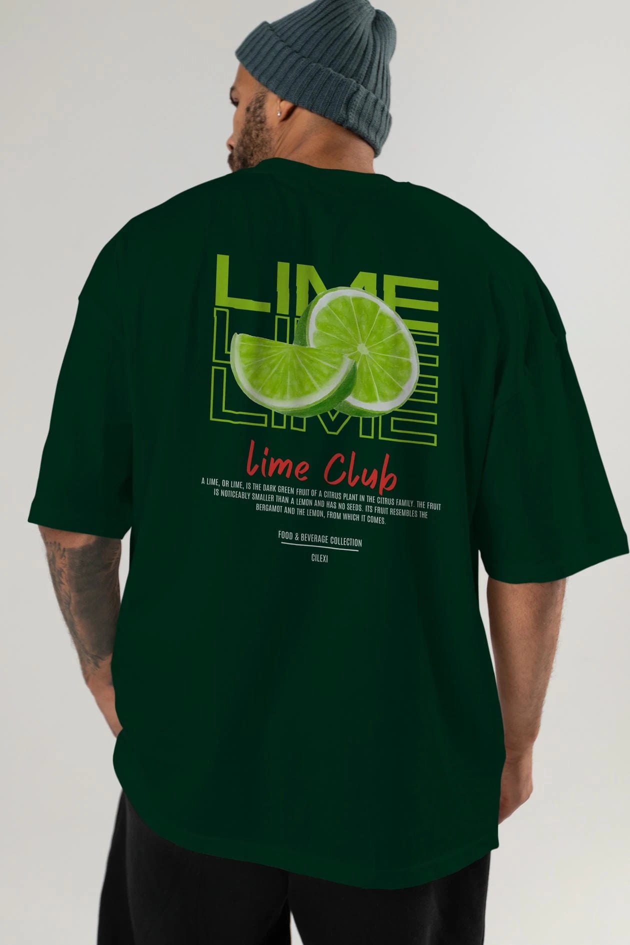 Lime Kokteyl Serisi Baskılı Oversize t-shirt Erkek Kadın Unisex %100 Pamuk Bisiklet Yaka tişort