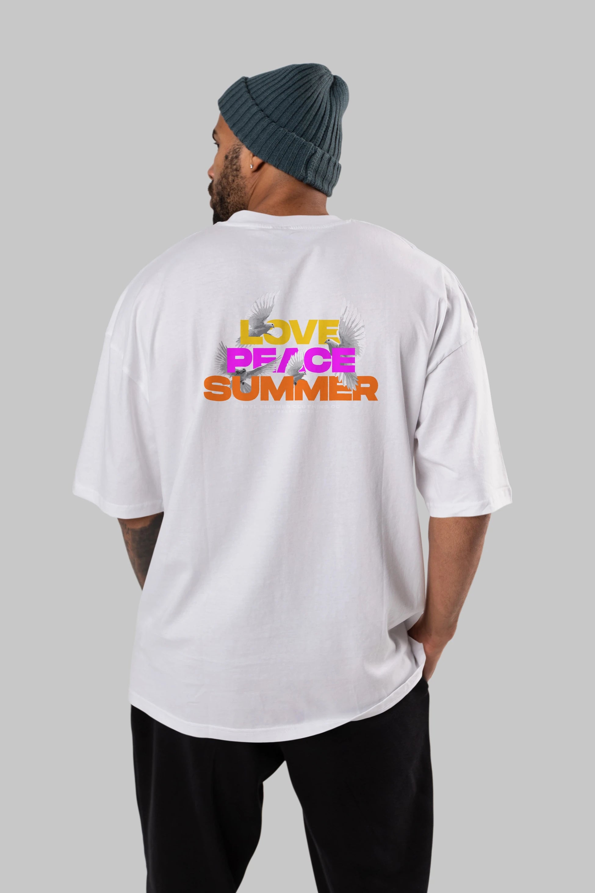 Love Peace Summer Arka Baskılı Oversize t-shirt Erkek Kadın Unisex