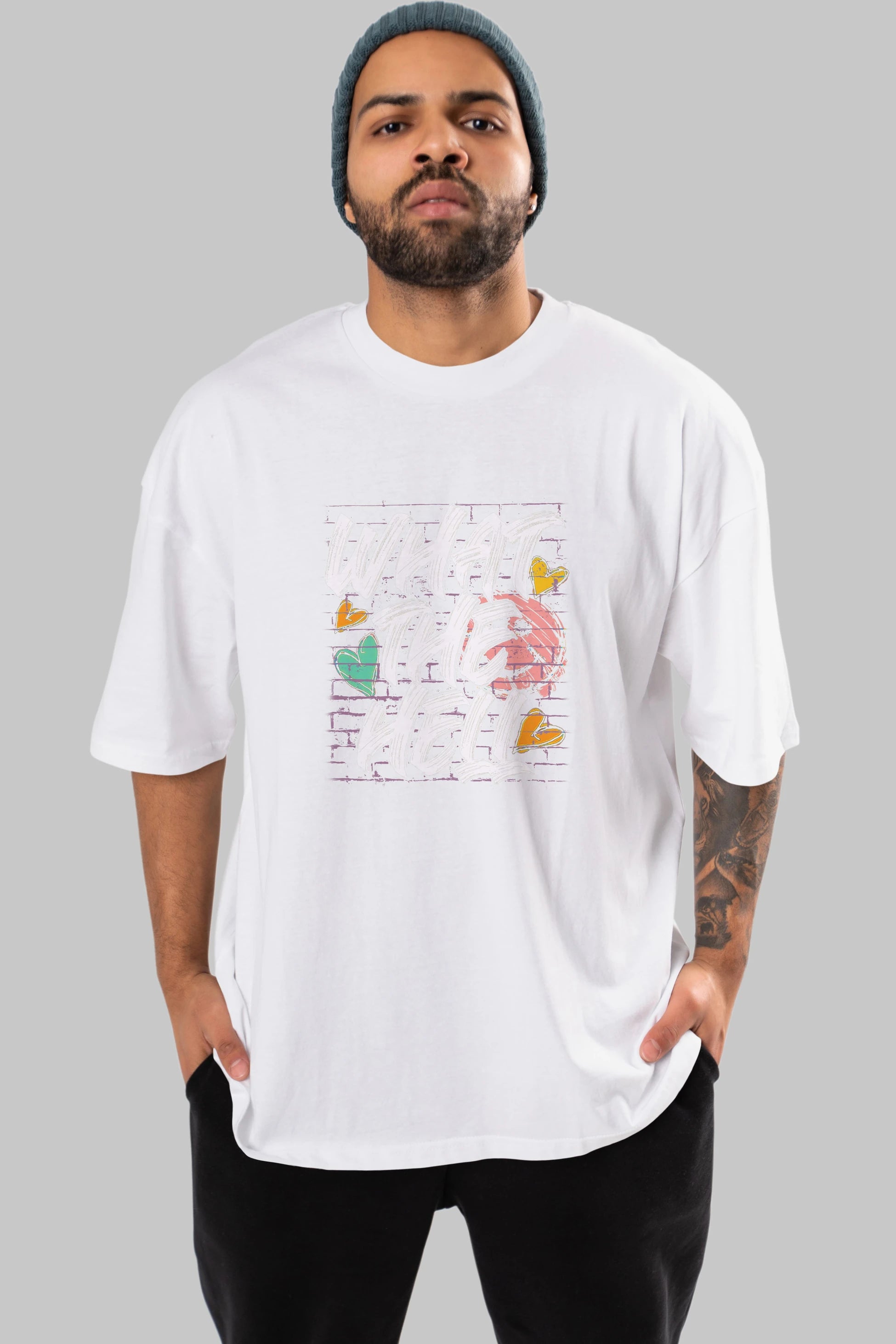 What The Hell Ön Baskılı Oversize t-shirt Erkek Kadın Unisex