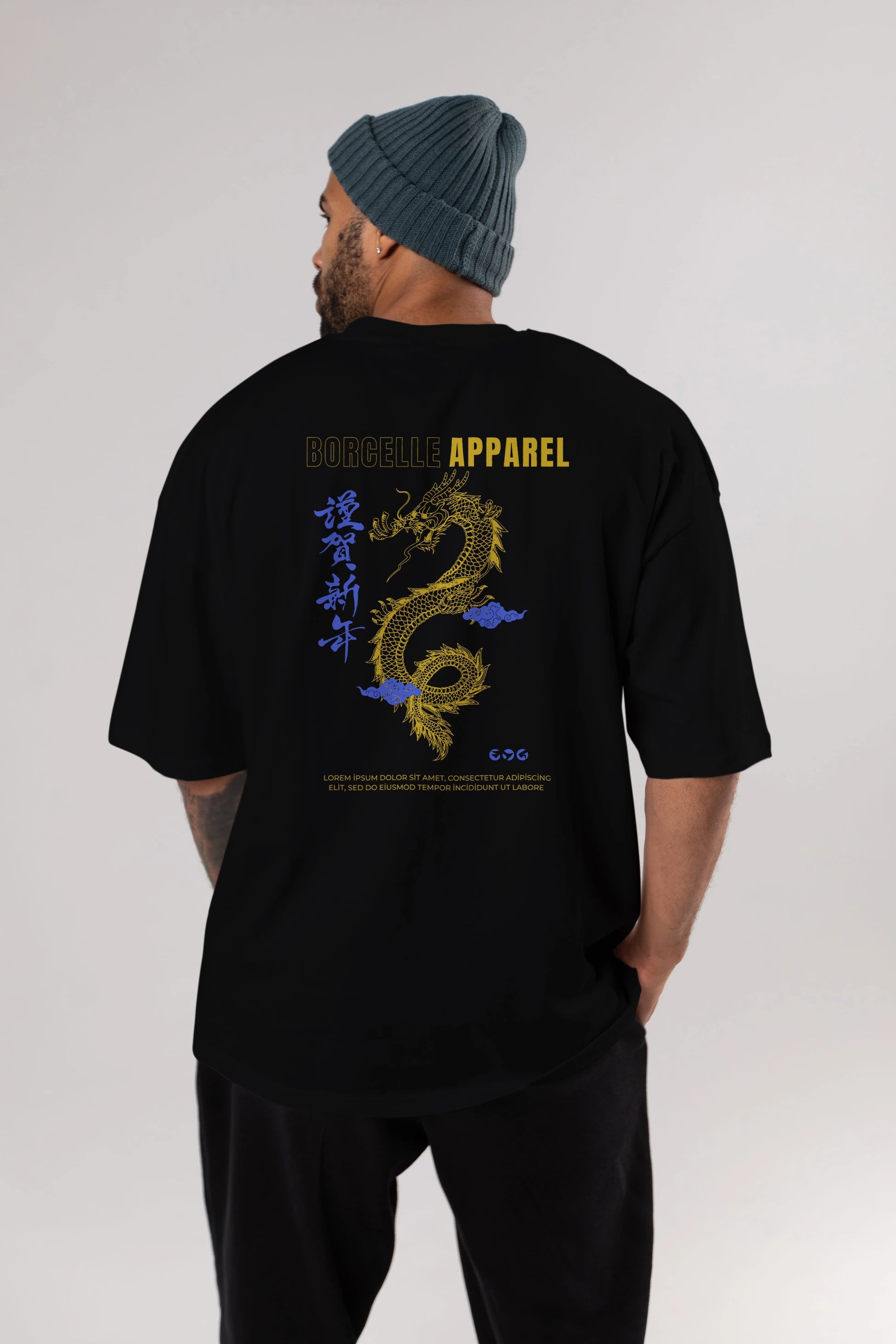 Borcelle Apparel Yazılı Arka Baskılı Oversize t-shirt Erkek Kadın Unisex