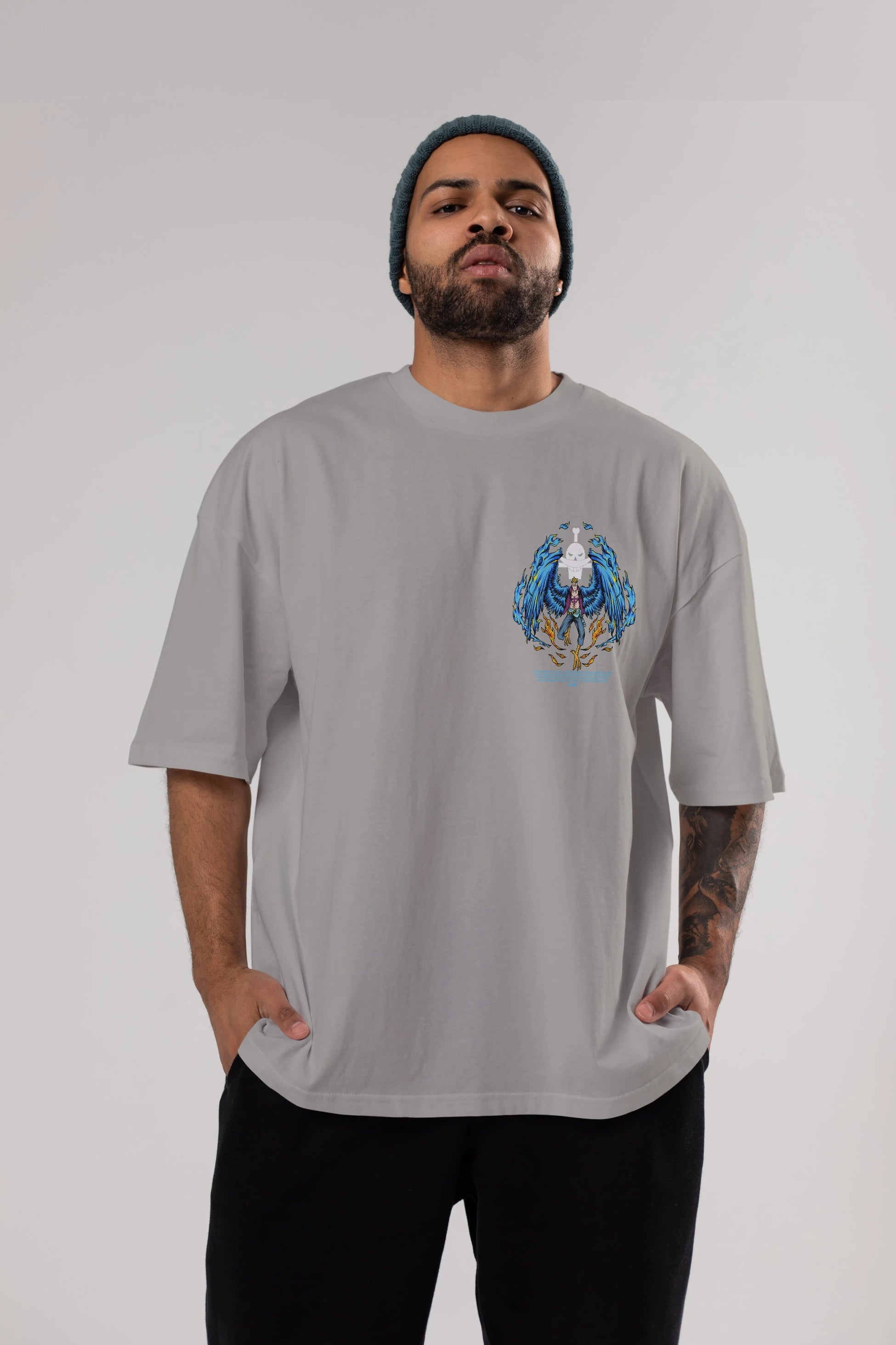 Marco Ön Sol Baskılı Oversize t-shirt Erkek Kadın Unisex %100 Pamuk Bisiklet Yaka tişort