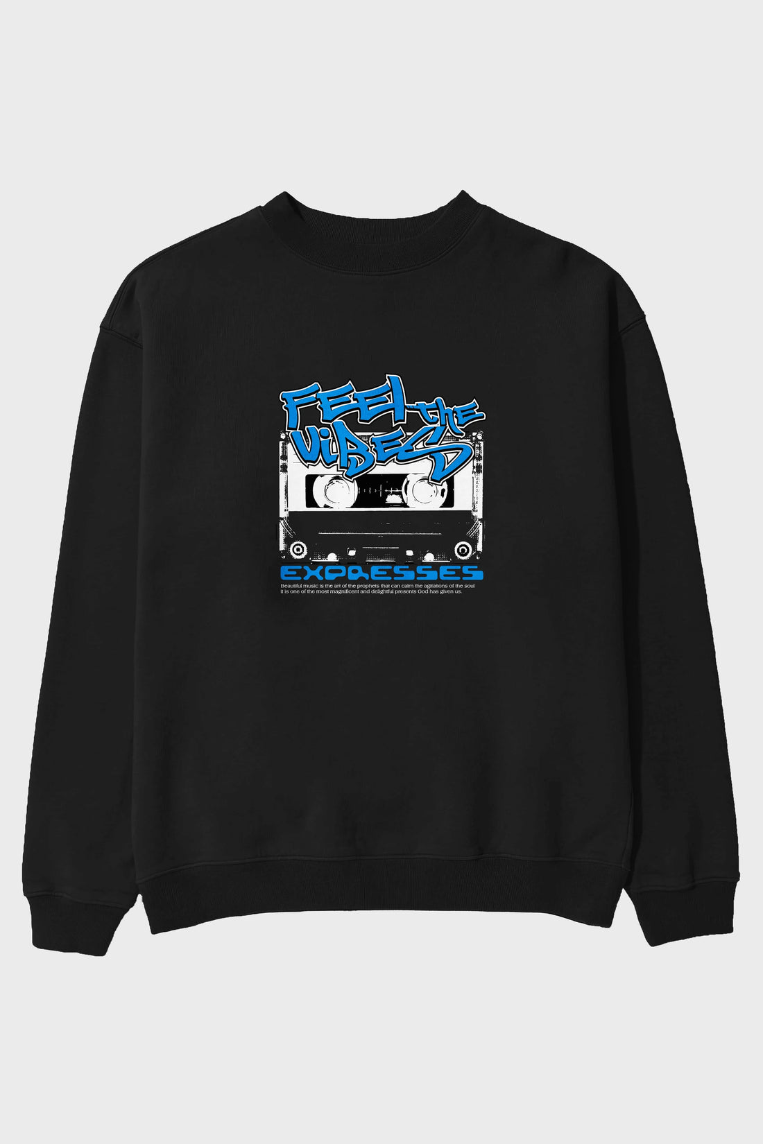 Feel The Vibes Ön Baskılı Oversize Sweatshirt Erkek Kadın Unisex