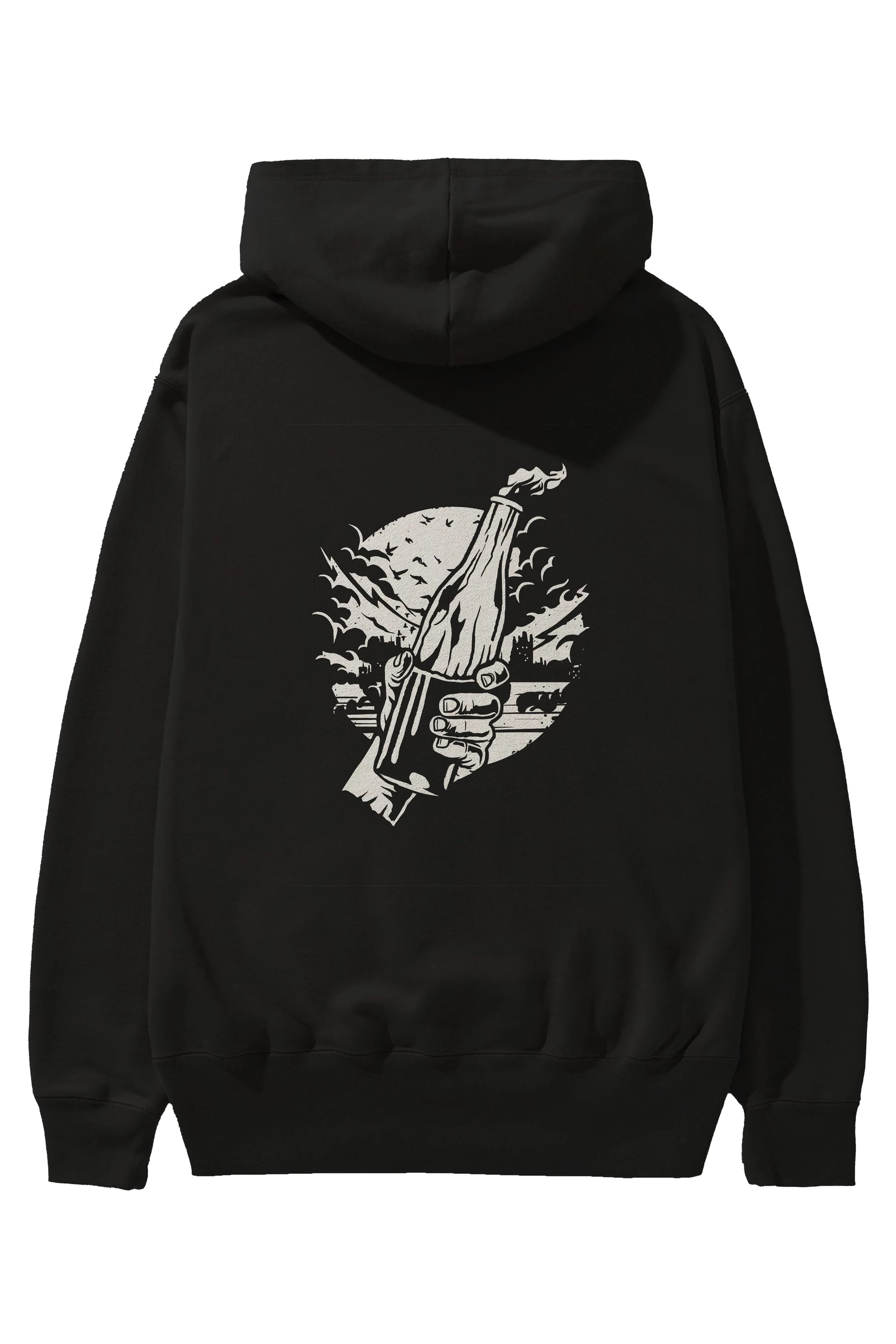 Molotov Cocktail Arka Baskılı Hoodie Oversize Kapüşonlu Sweatshirt Erkek Kadın Unisex