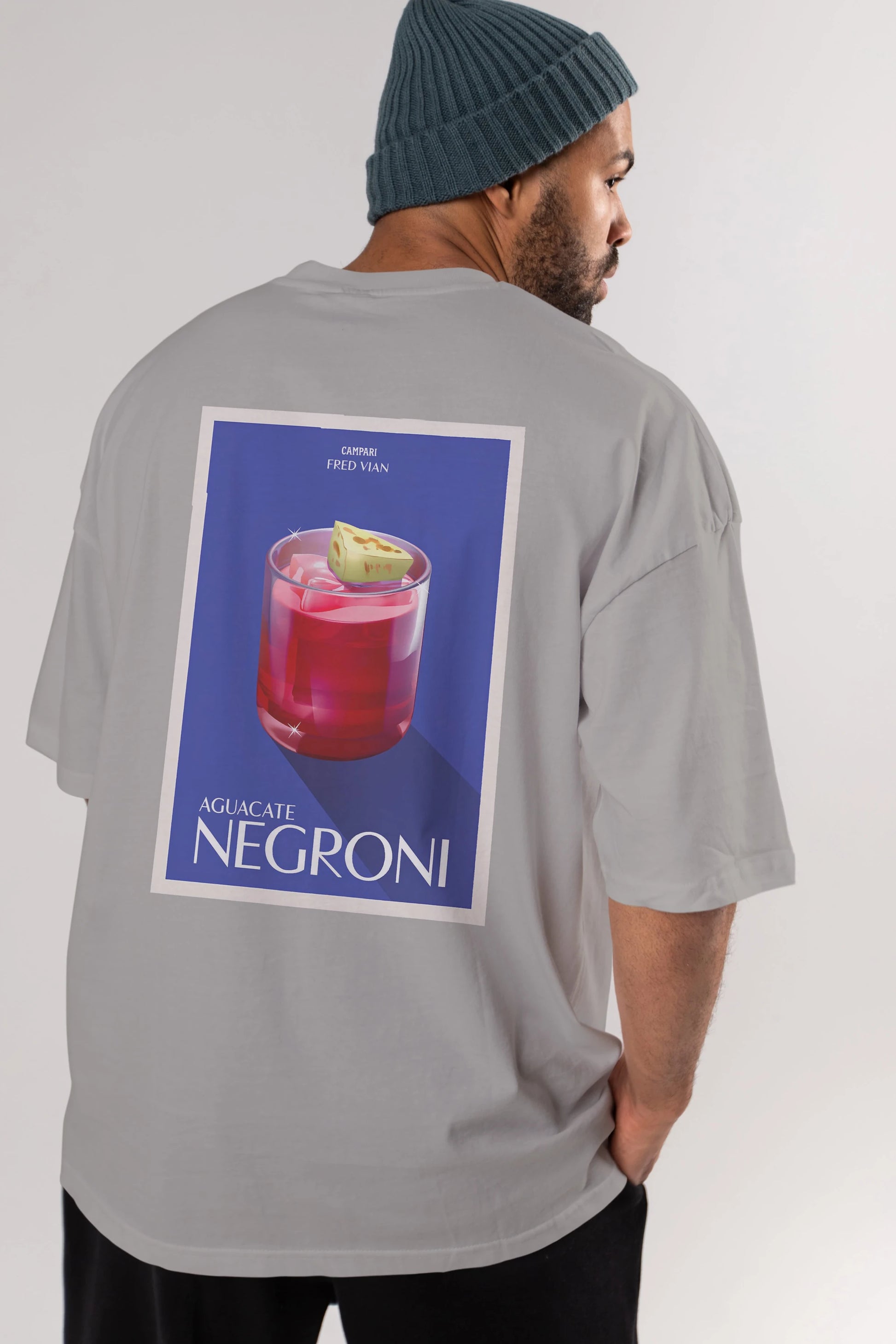 Aguacate Negroni Arka Baskılı Oversize t-shirt Erkek Kadın Unisex %100 Pamuk Bisiklet Yaka tişort
