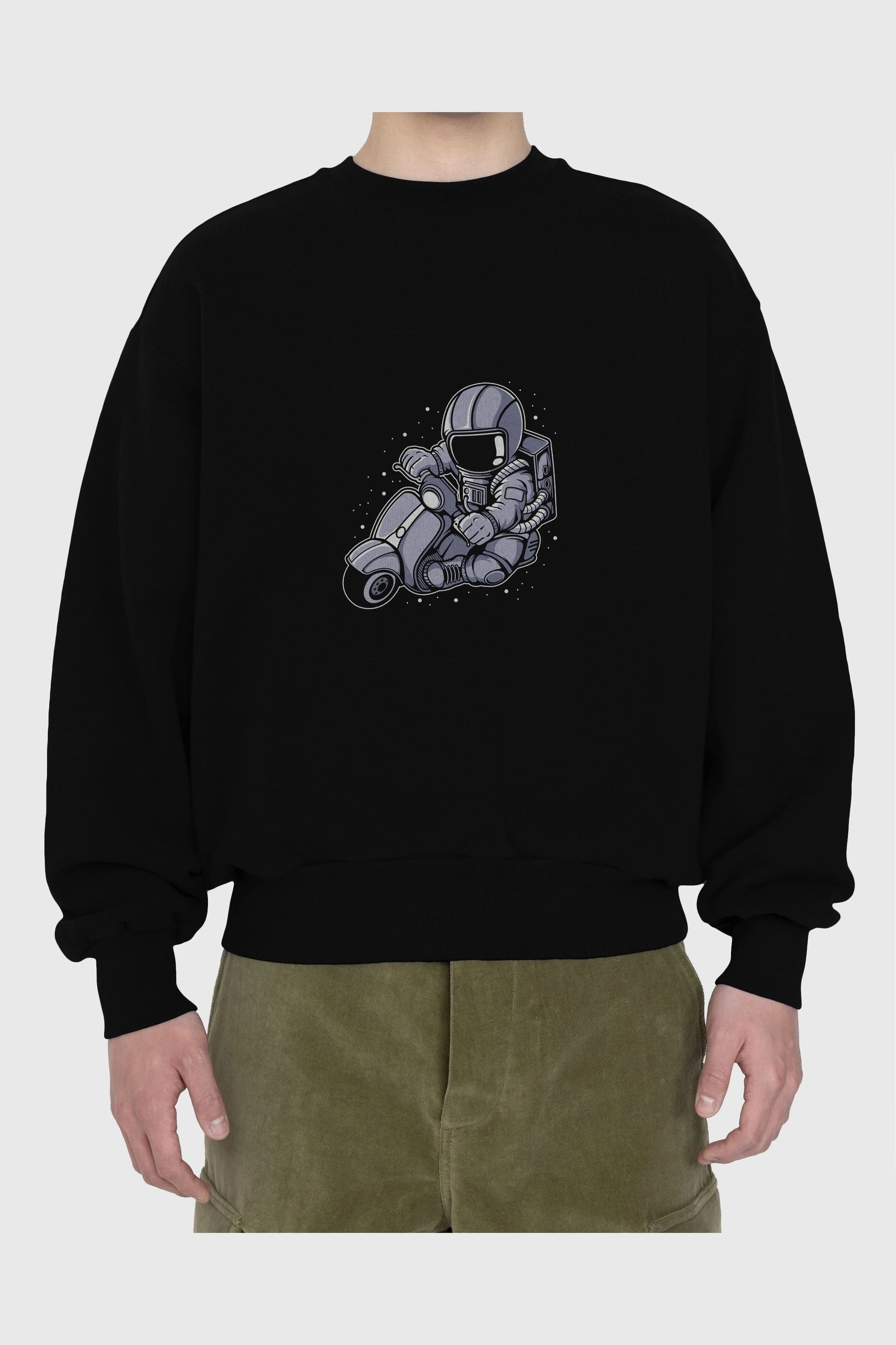 Astronaut Scooter (2) Ön Baskılı Oversize Sweatshirt Erkek Kadın Unisex